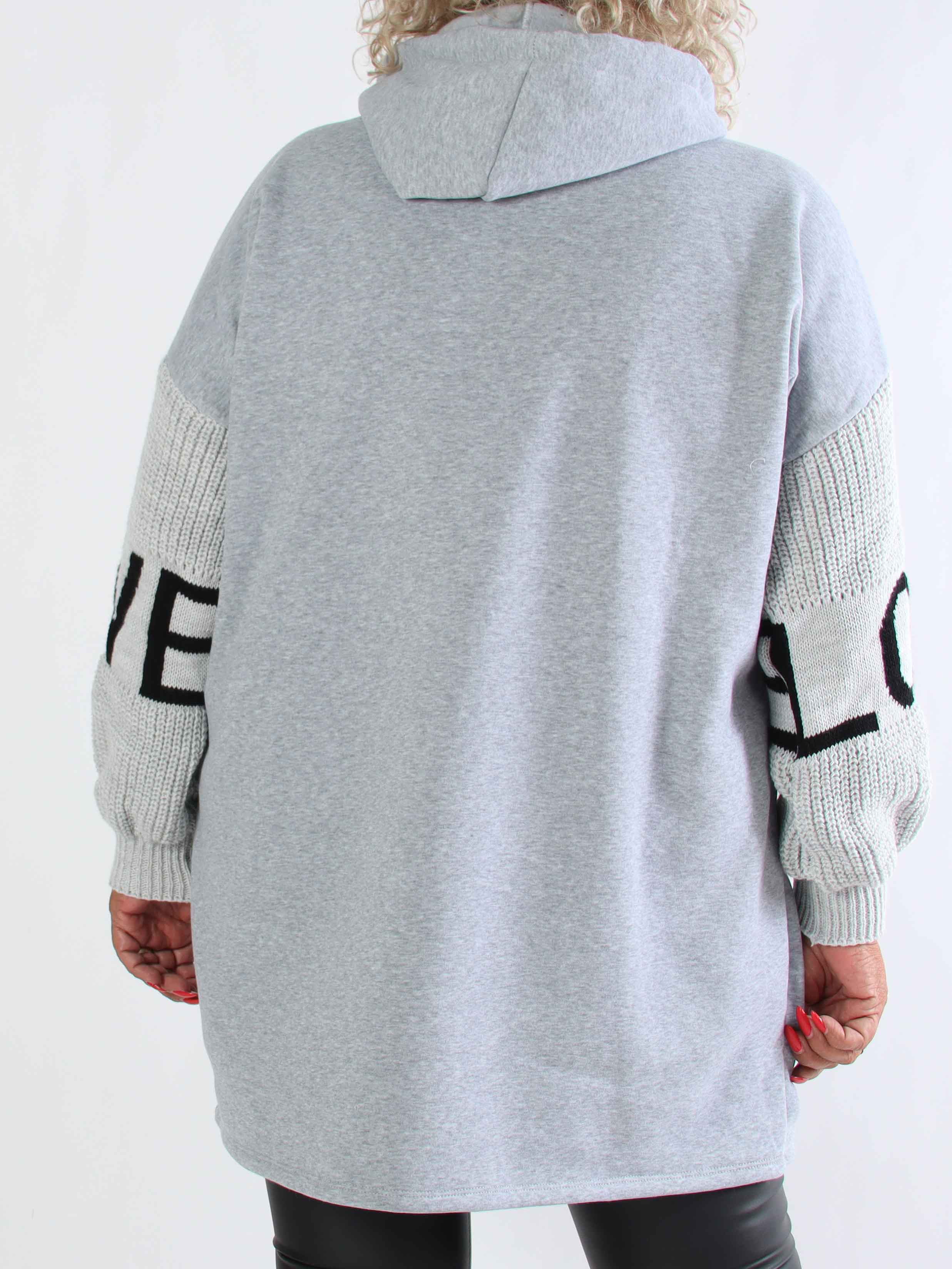 Debbie Hoodie - Plus size hoodie med strikærmer