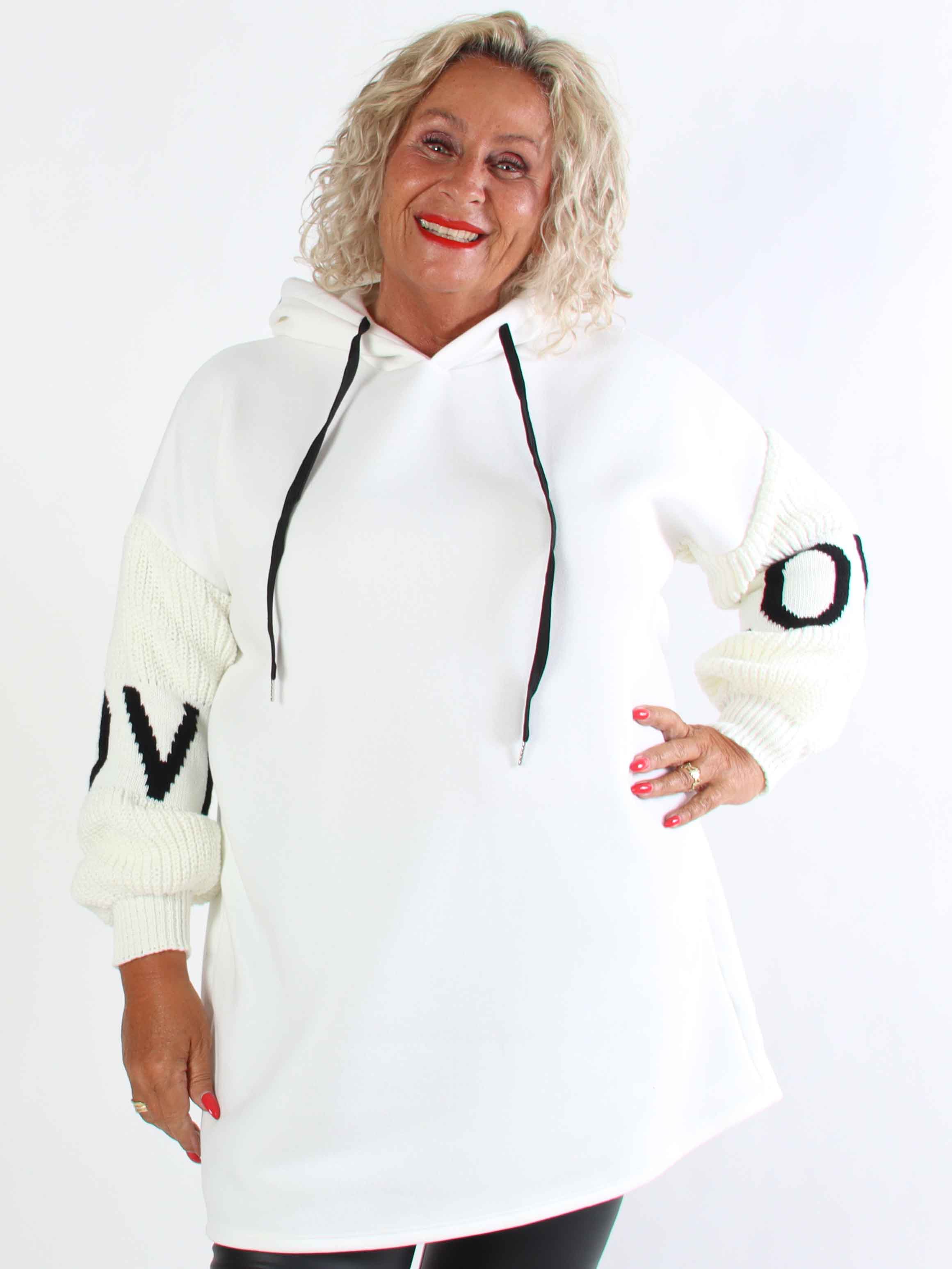 Debbie Hoodie - Plus size hoodie med strikærmer