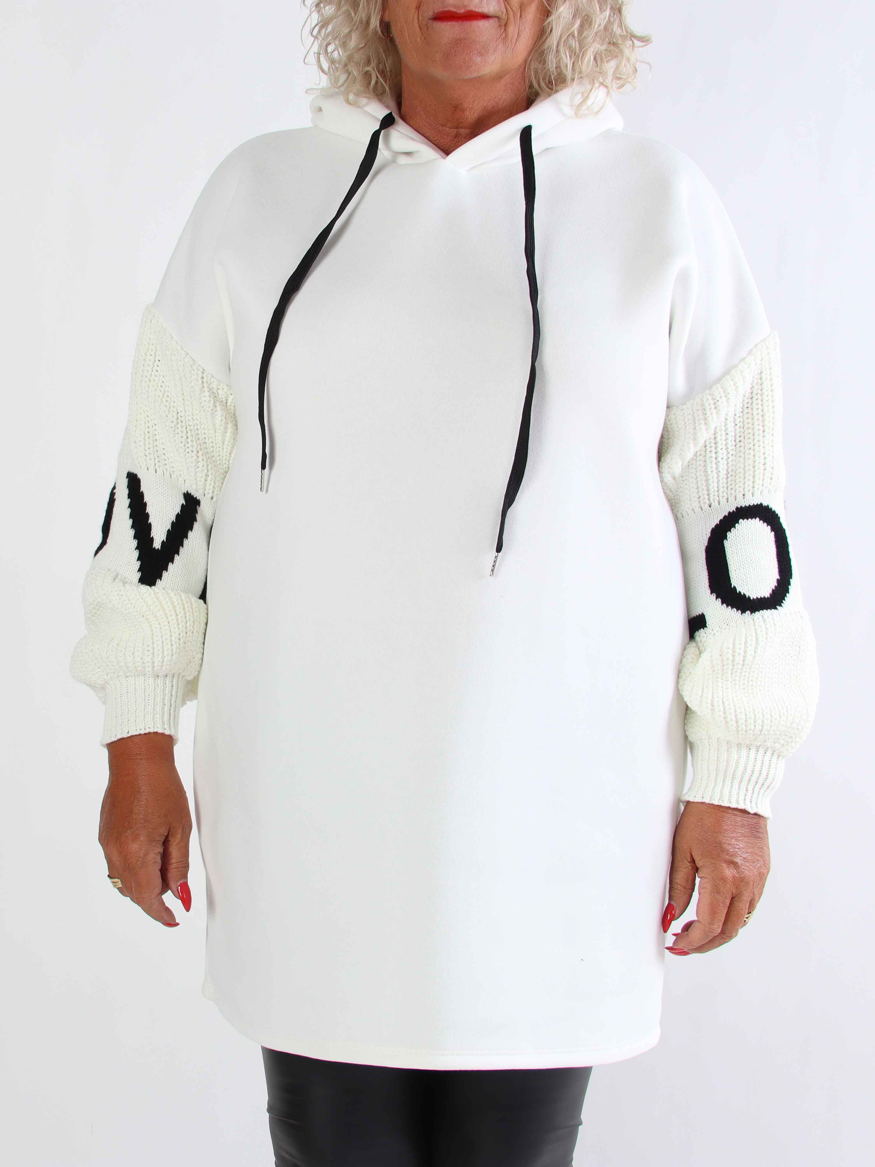 Debbie Hoodie - Plus size hoodie med strikærmer