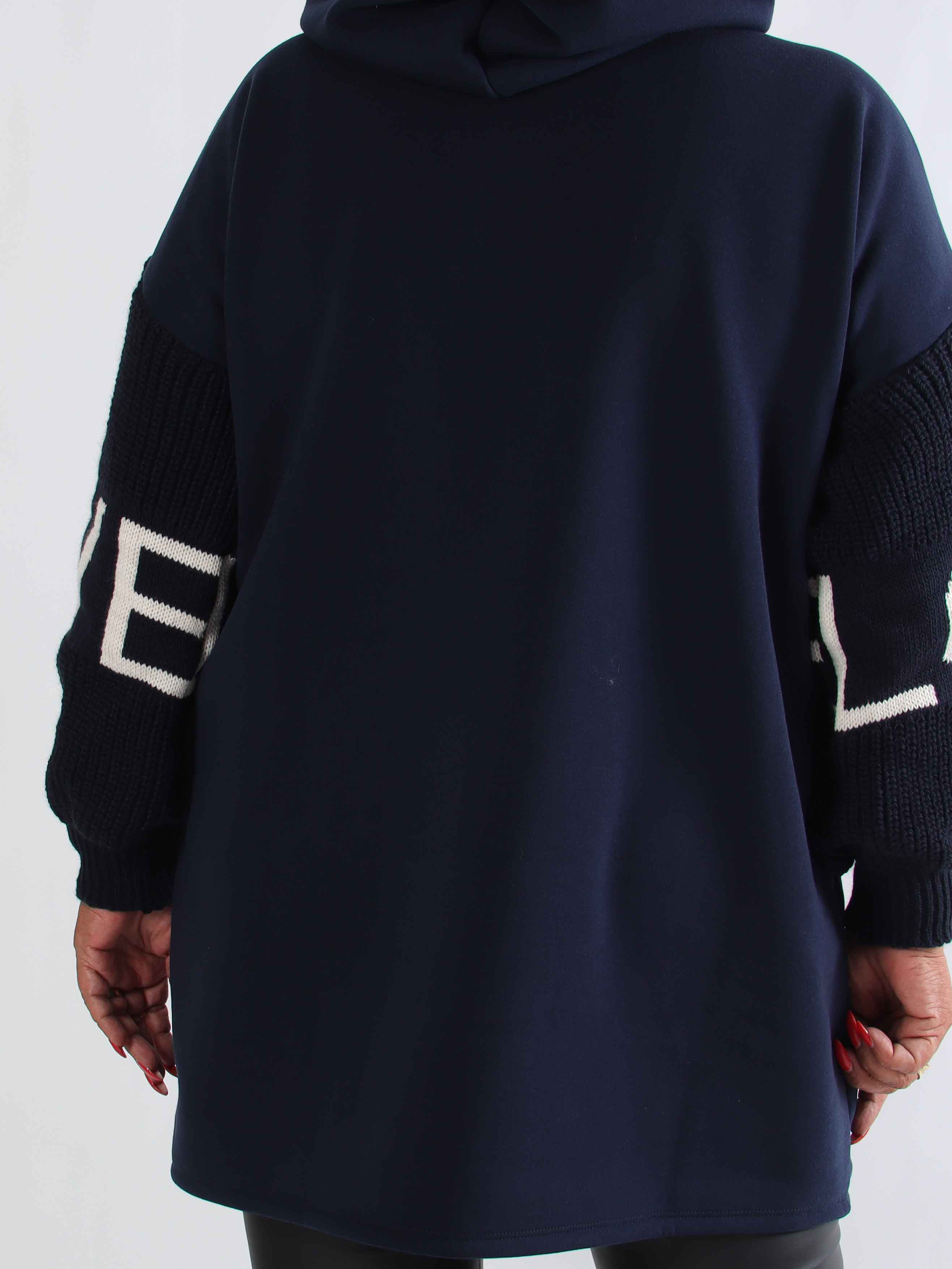 Debbie Hoodie - Plus size hoodie med strikærmer