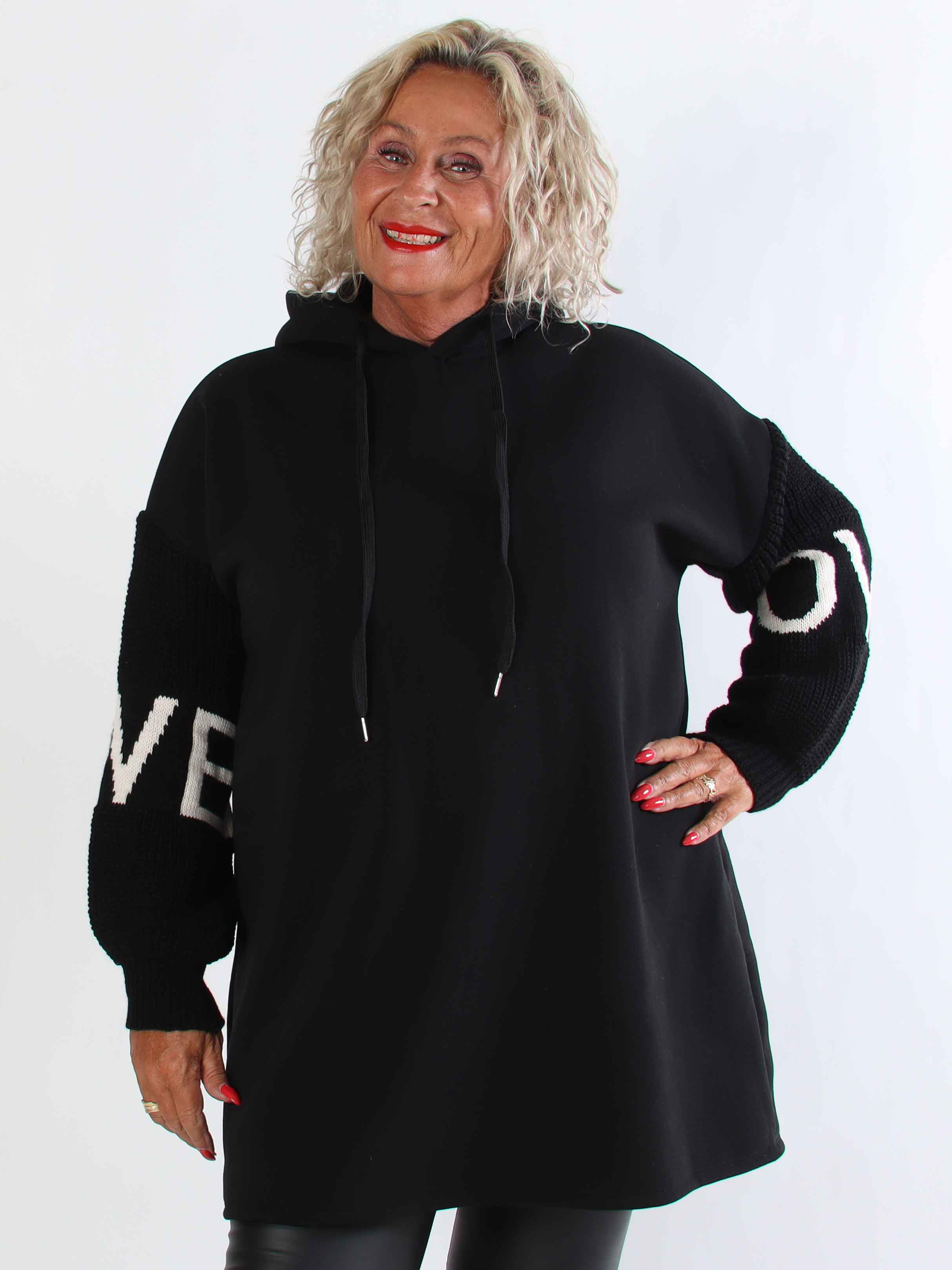 Debbie Hoodie - Plus size hoodie med strikærmer
