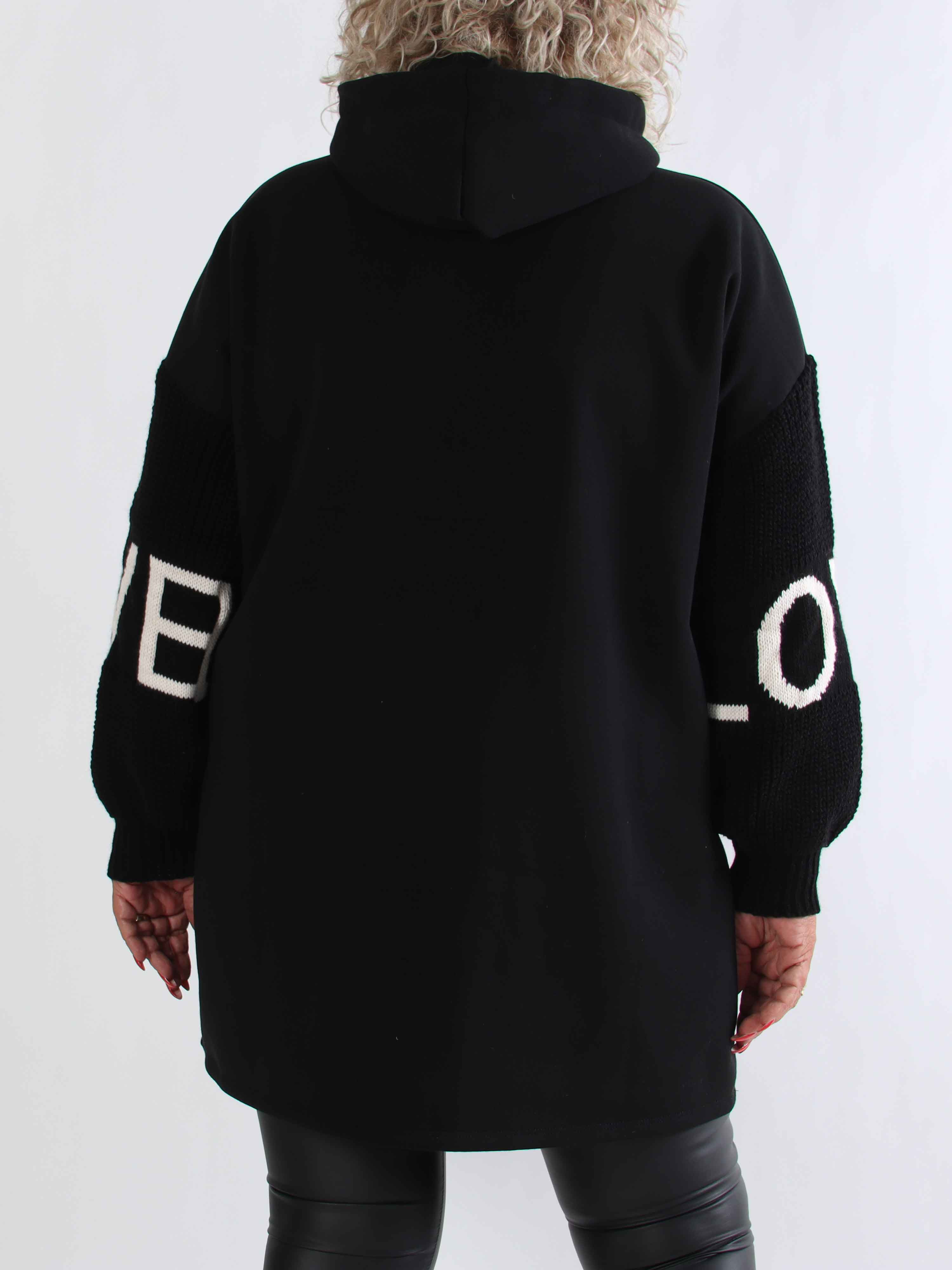 Debbie Hoodie - Plus size hoodie med strikærmer