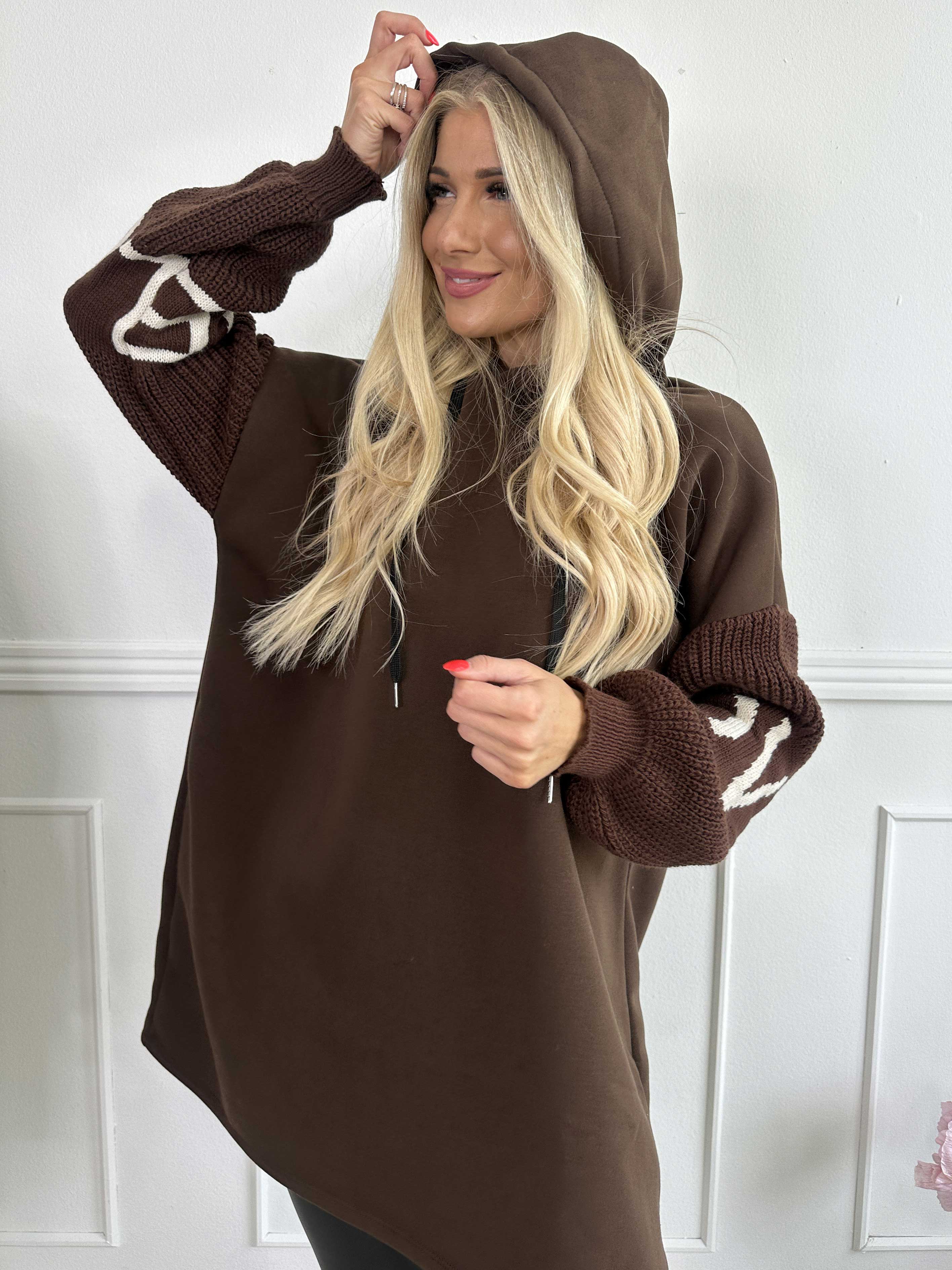 Debbie Hoodie - Oversized hoodie med strikærmer (bestseller)