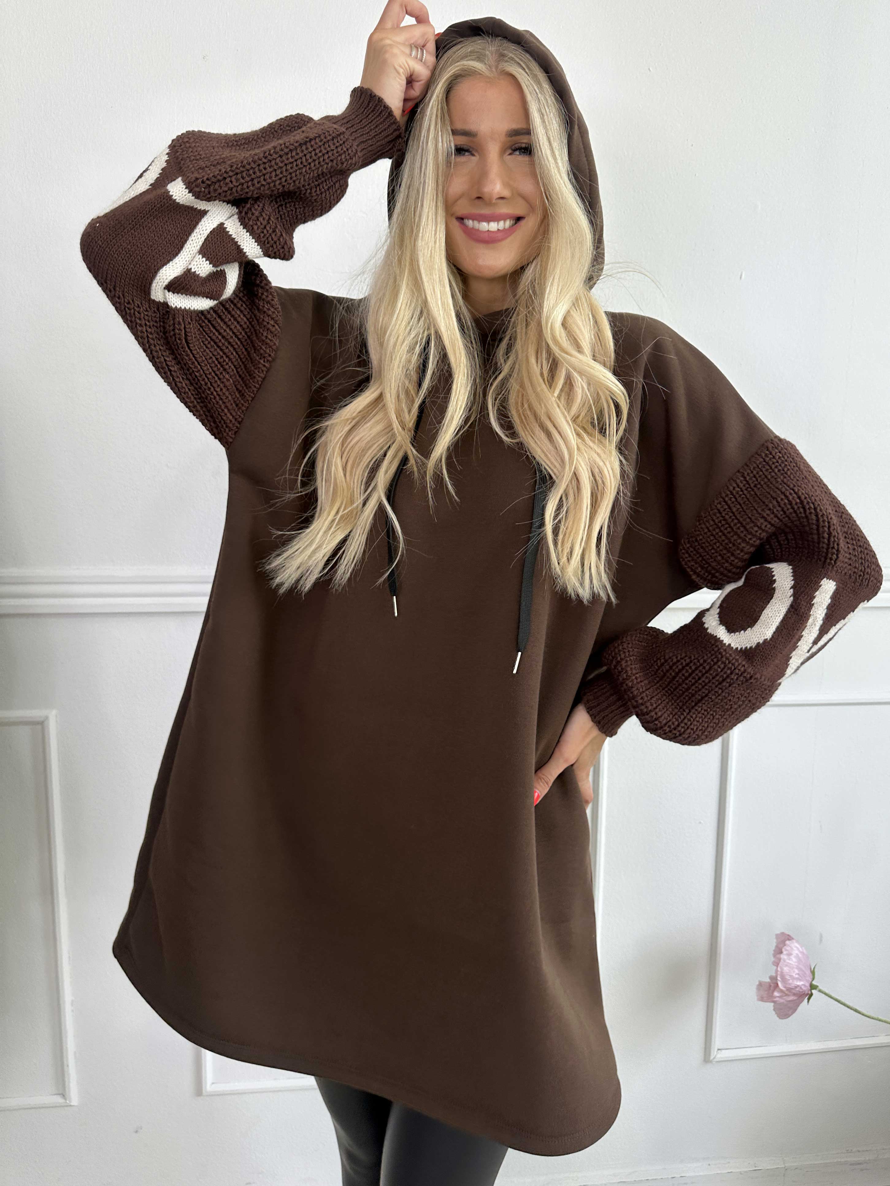 Debbie Hoodie - Oversized hoodie med strikærmer (bestseller)