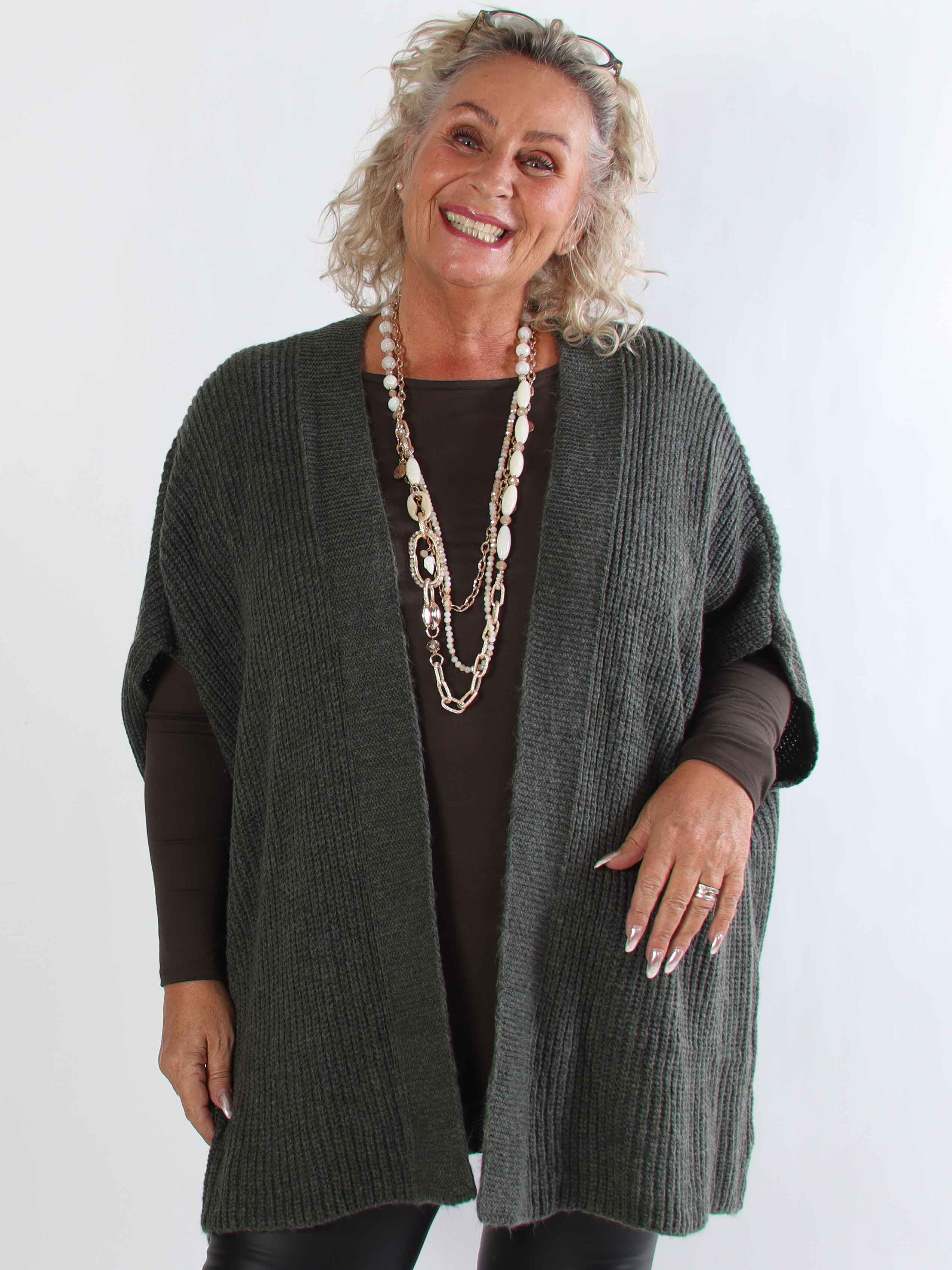 Delfini - Plus size strikcardigan med korte ærmer