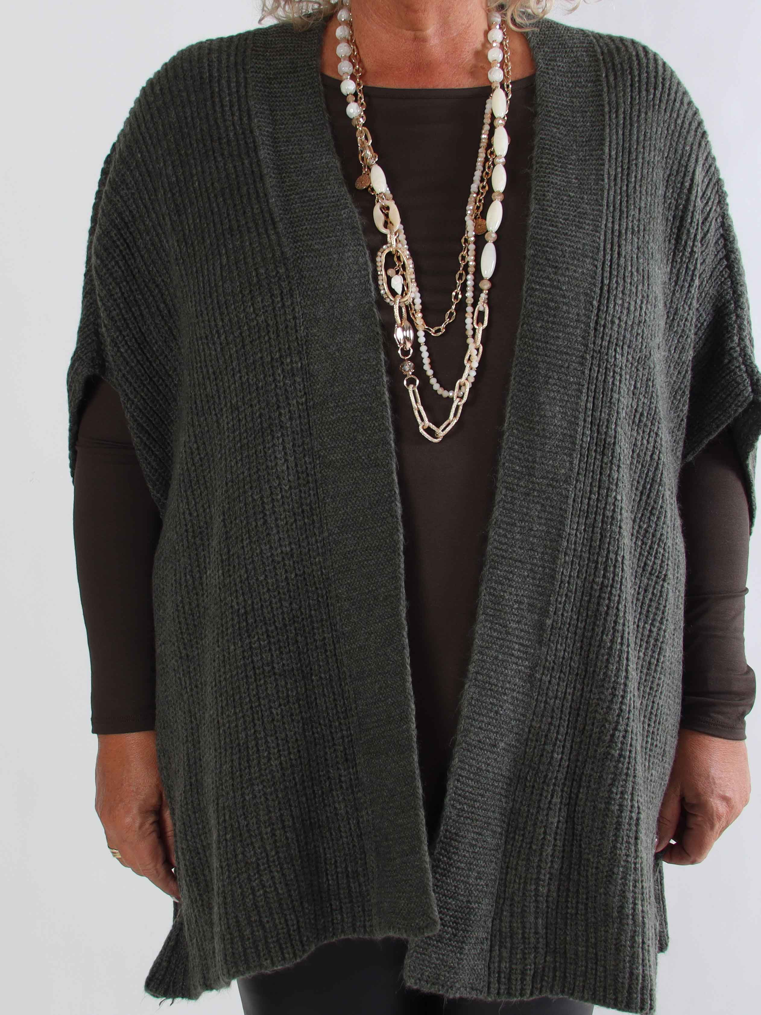 Delfini - Plus size strikcardigan med korte ærmer