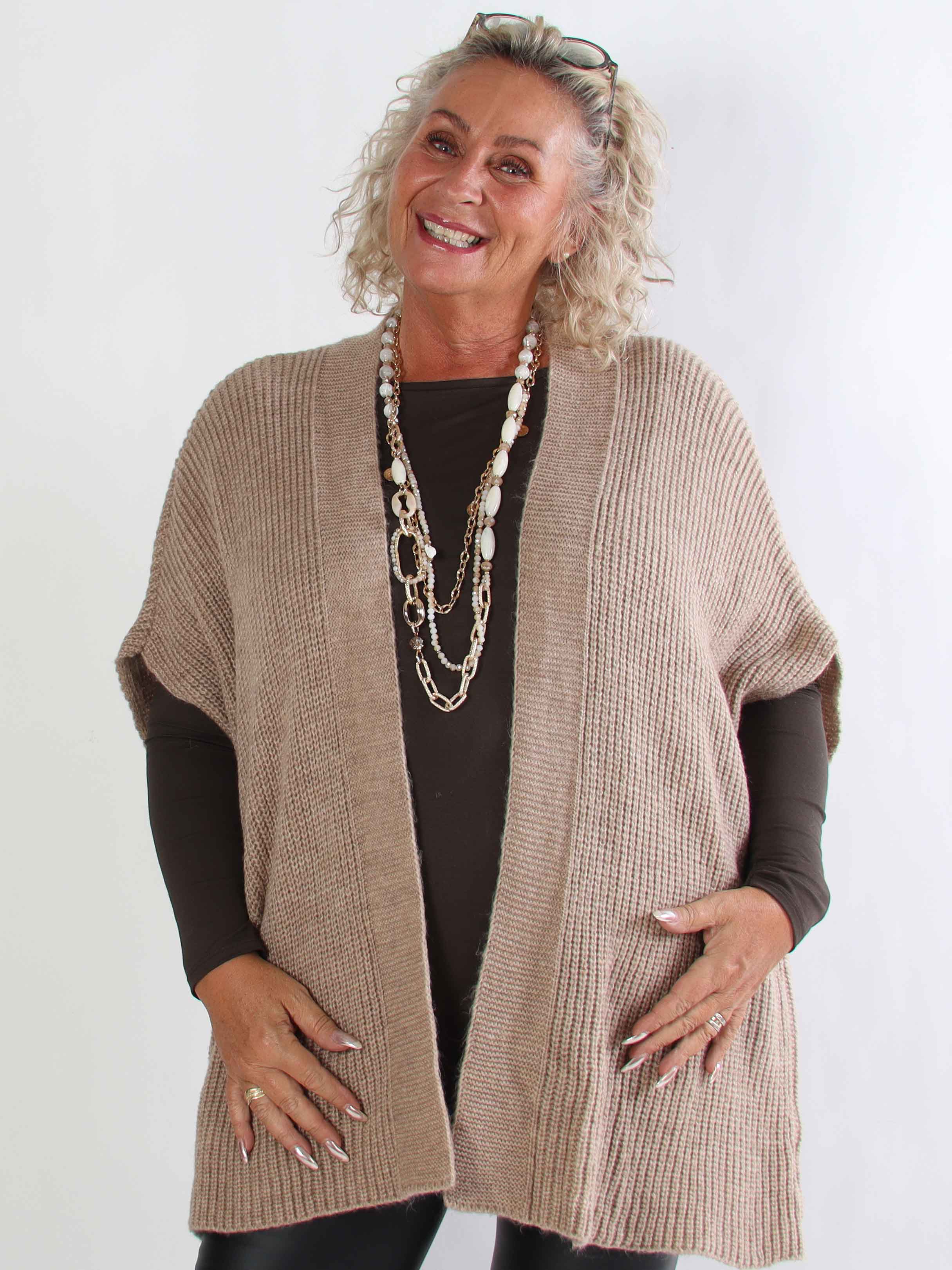 Delfini - Plus size strikcardigan med korte ærmer