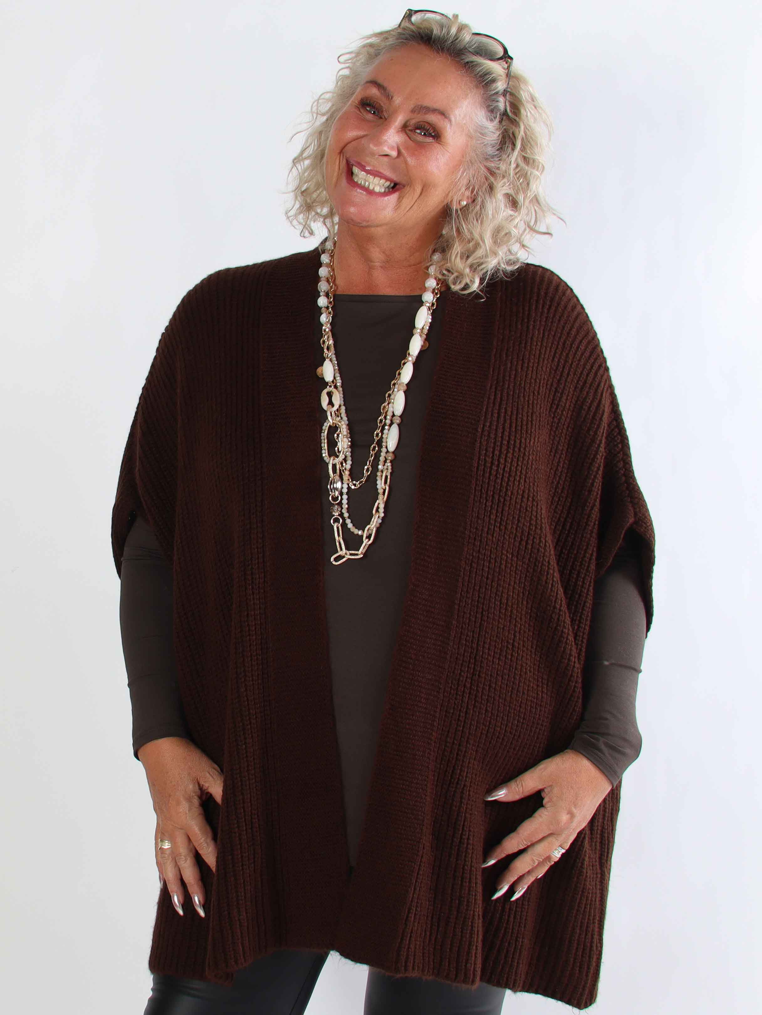 Delfini - Plus size strikcardigan med korte ærmer