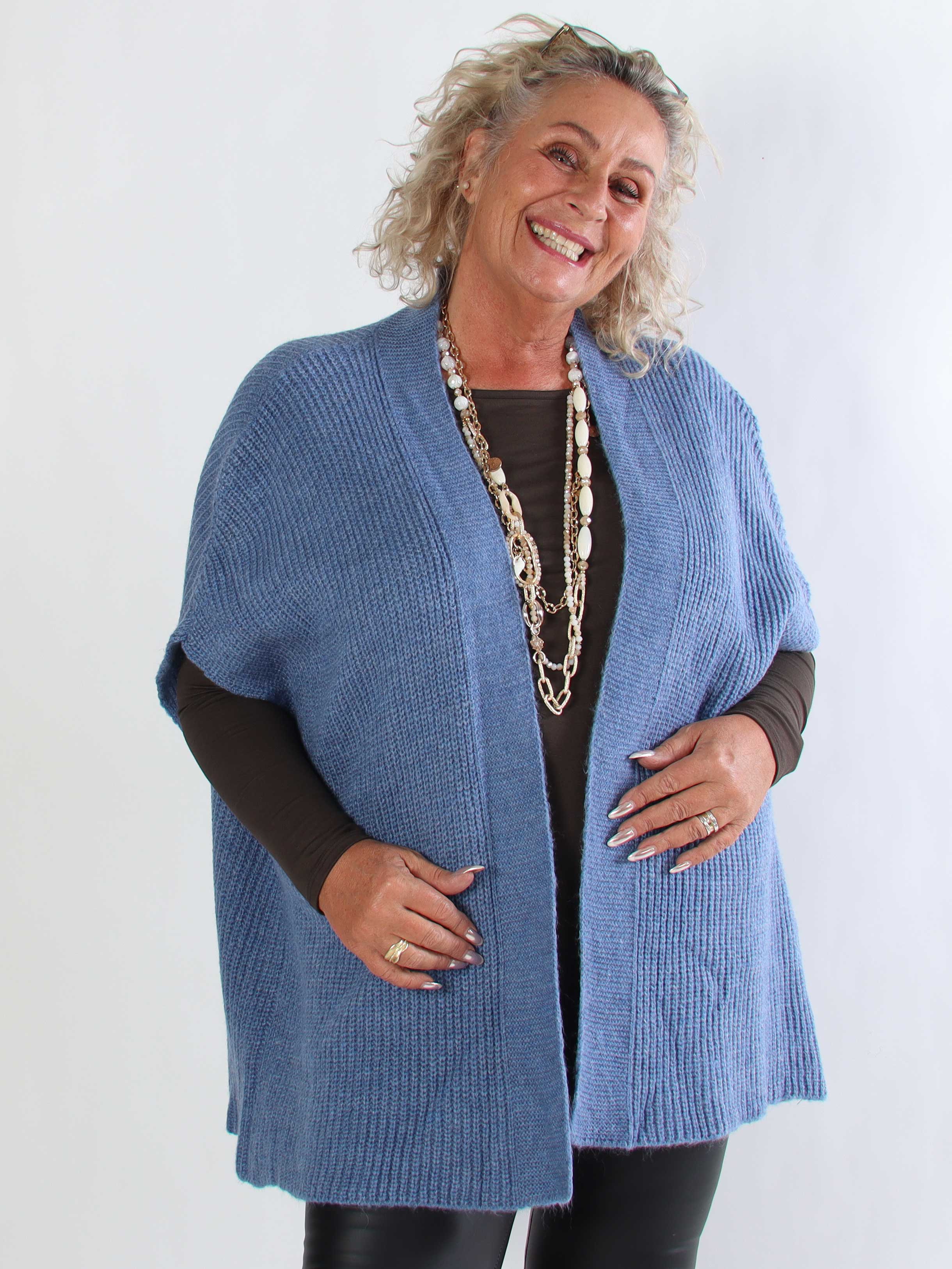 Delfini - Plus size strikcardigan med korte ærmer