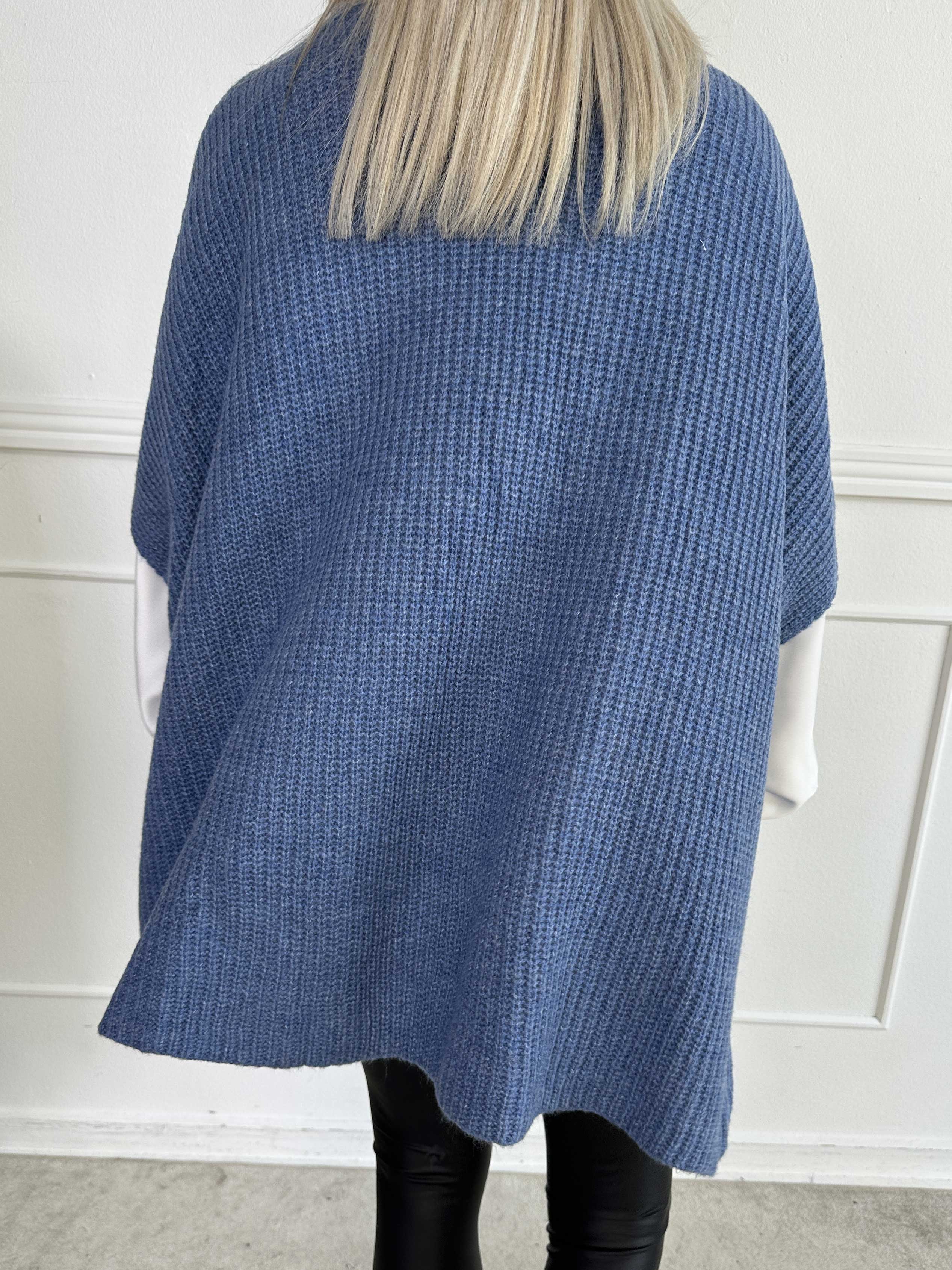 Delfini - Ensfarvet strikcardigan med korte ærmer