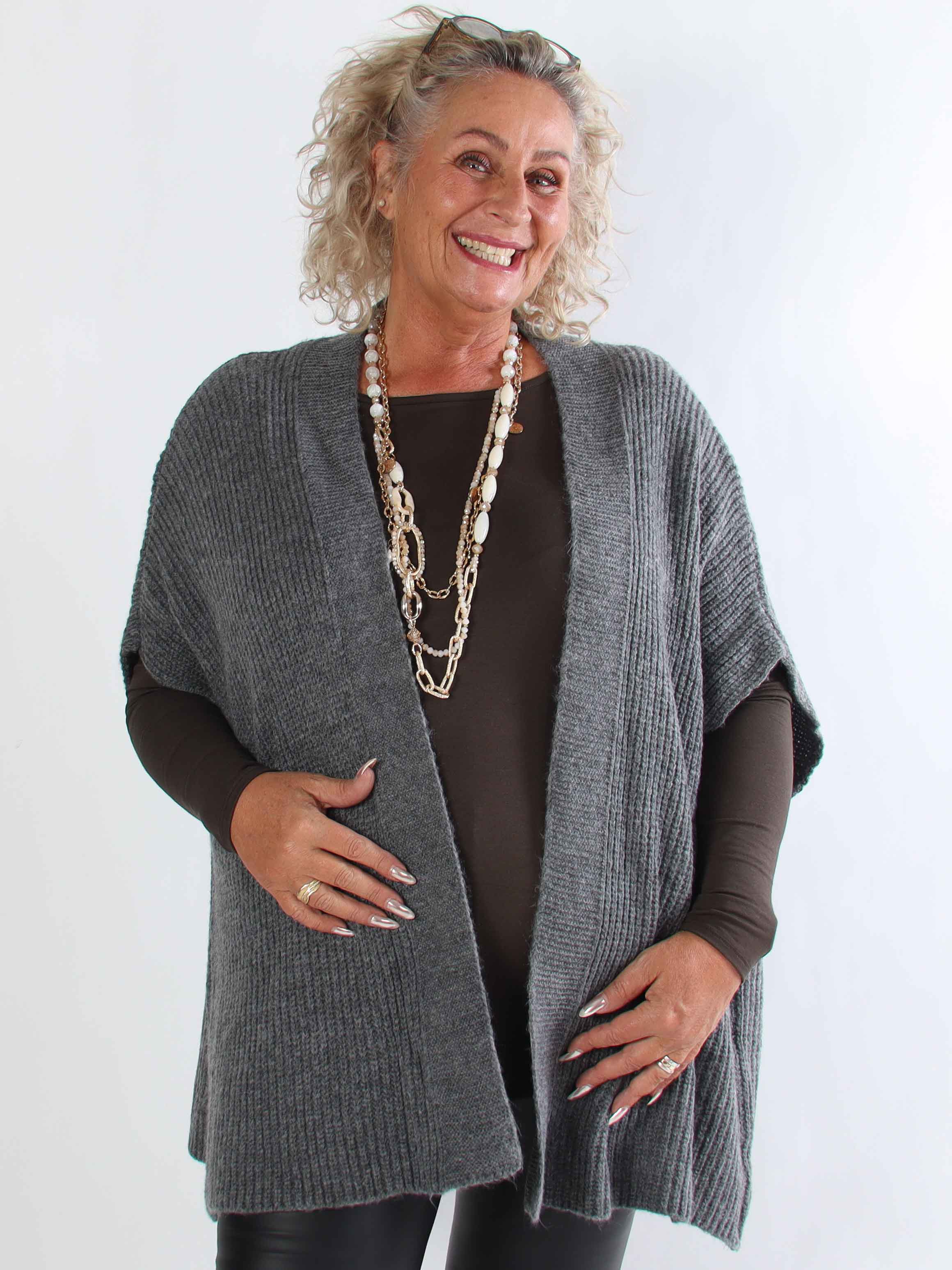 Delfini - Plus size strikcardigan med korte ærmer