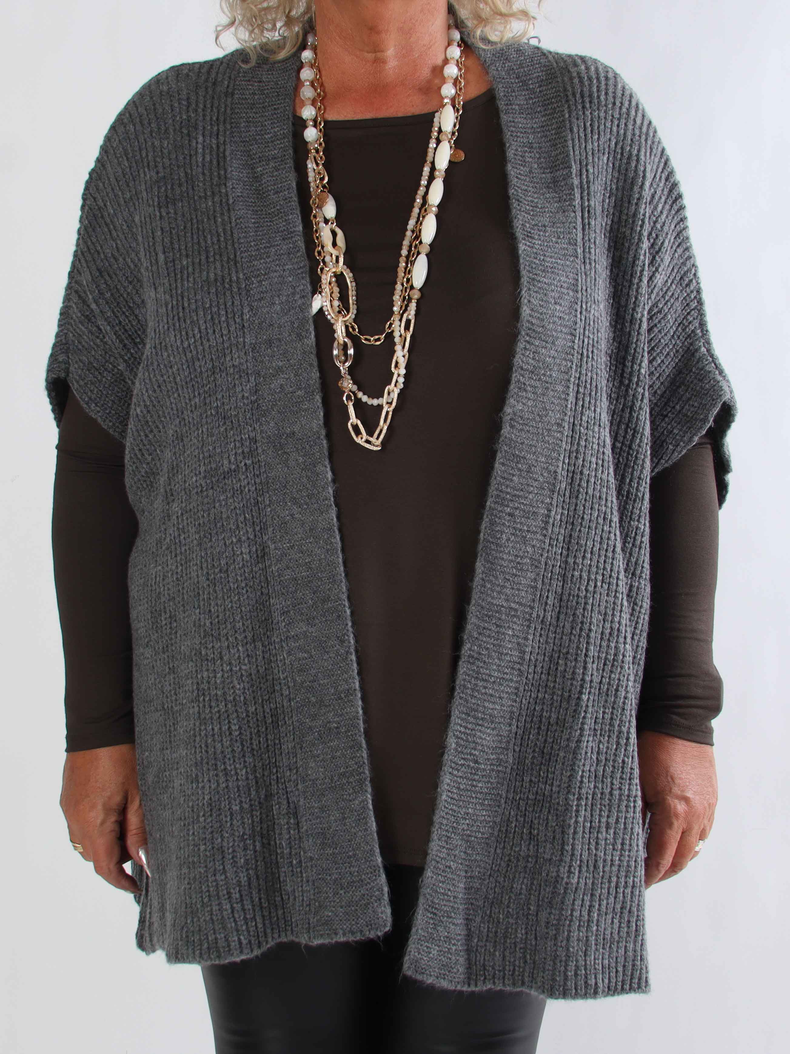 Delfini - Plus size strikcardigan med korte ærmer