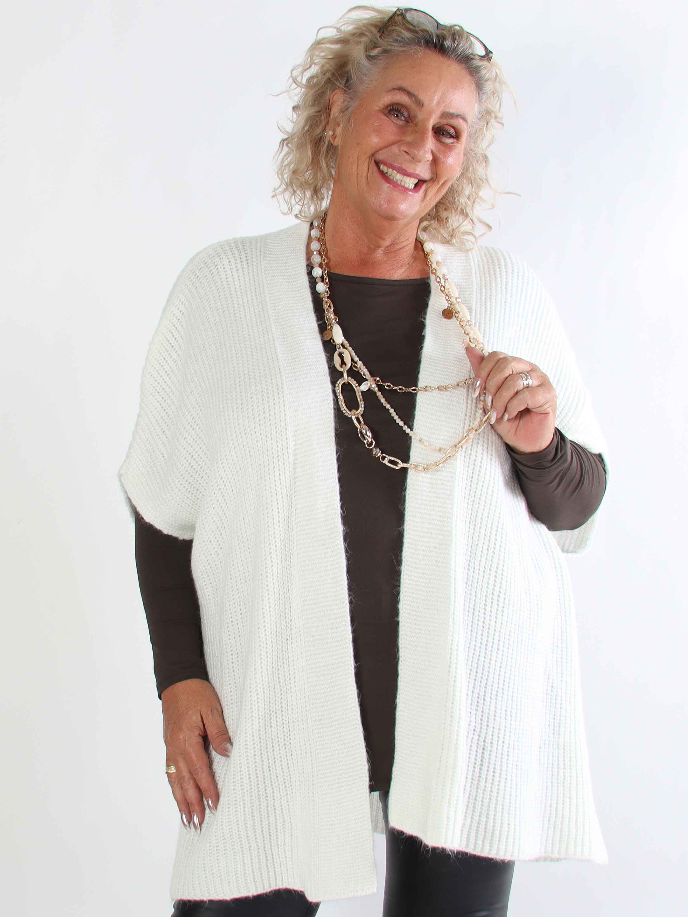 Delfini - Plus size strikcardigan med korte ærmer