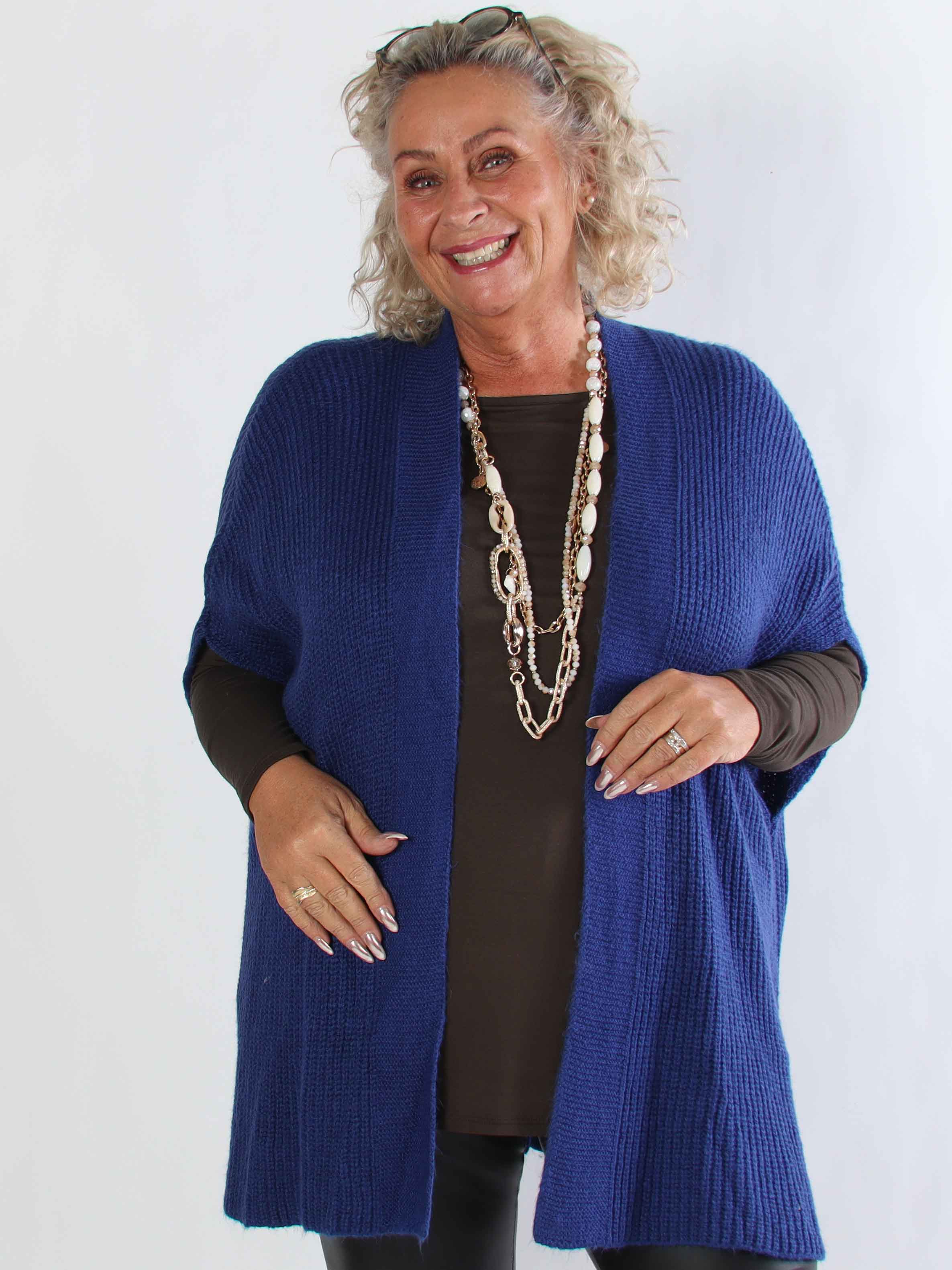 Delfini - Plus size strikcardigan med korte ærmer