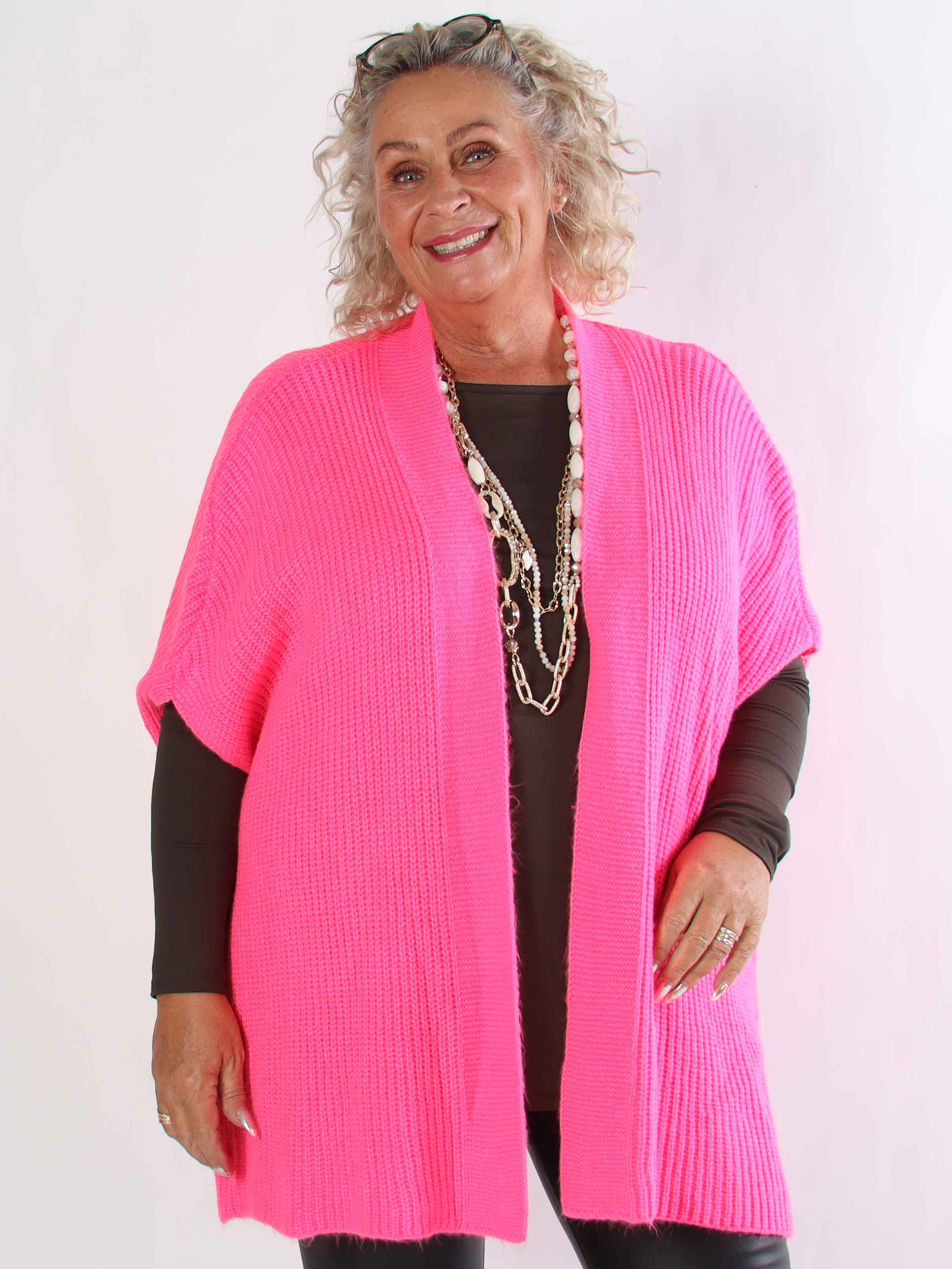 Delfini - Plus size strikcardigan med korte ærmer