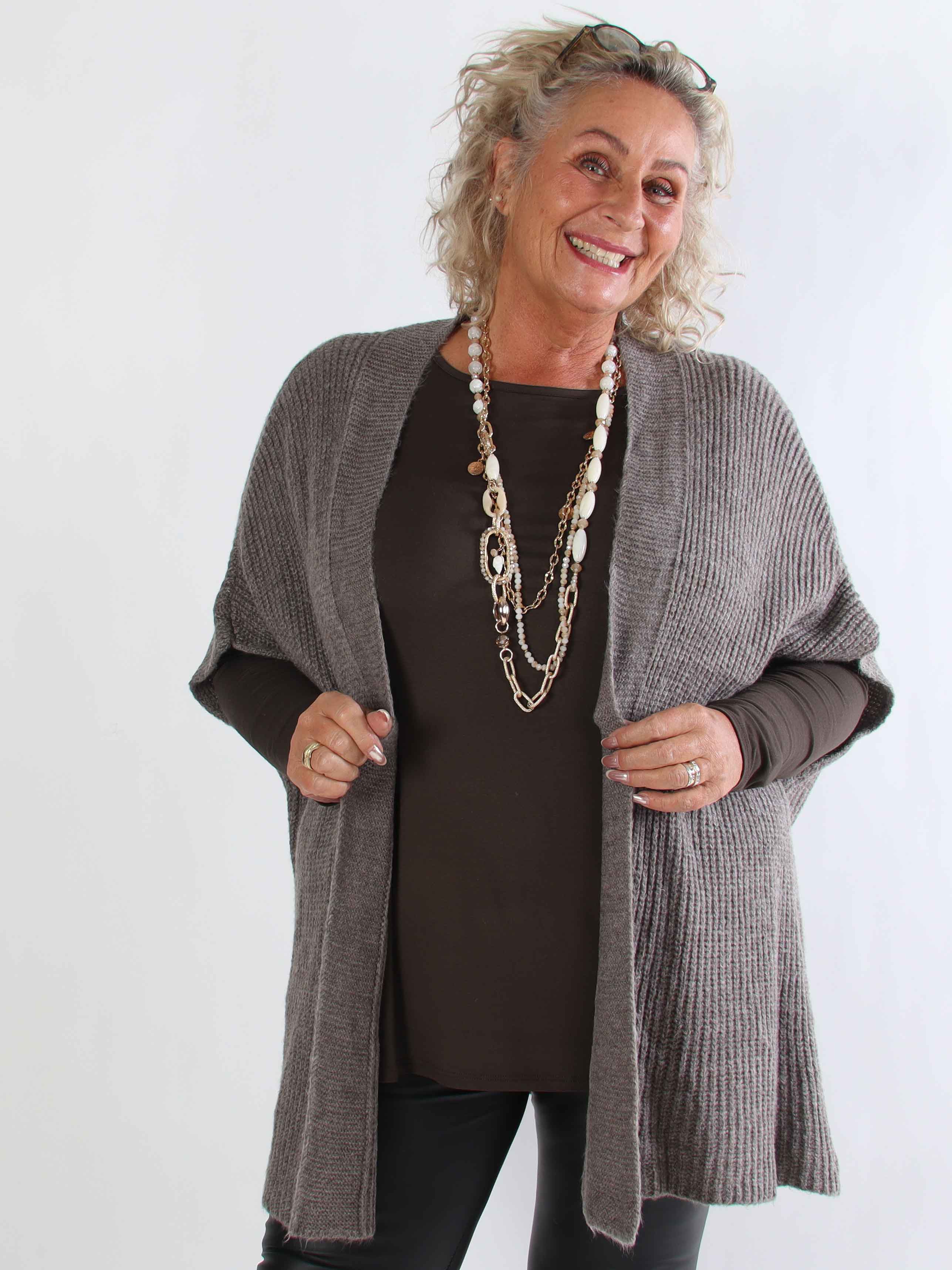 Delfini - Plus size strikcardigan med korte ærmer