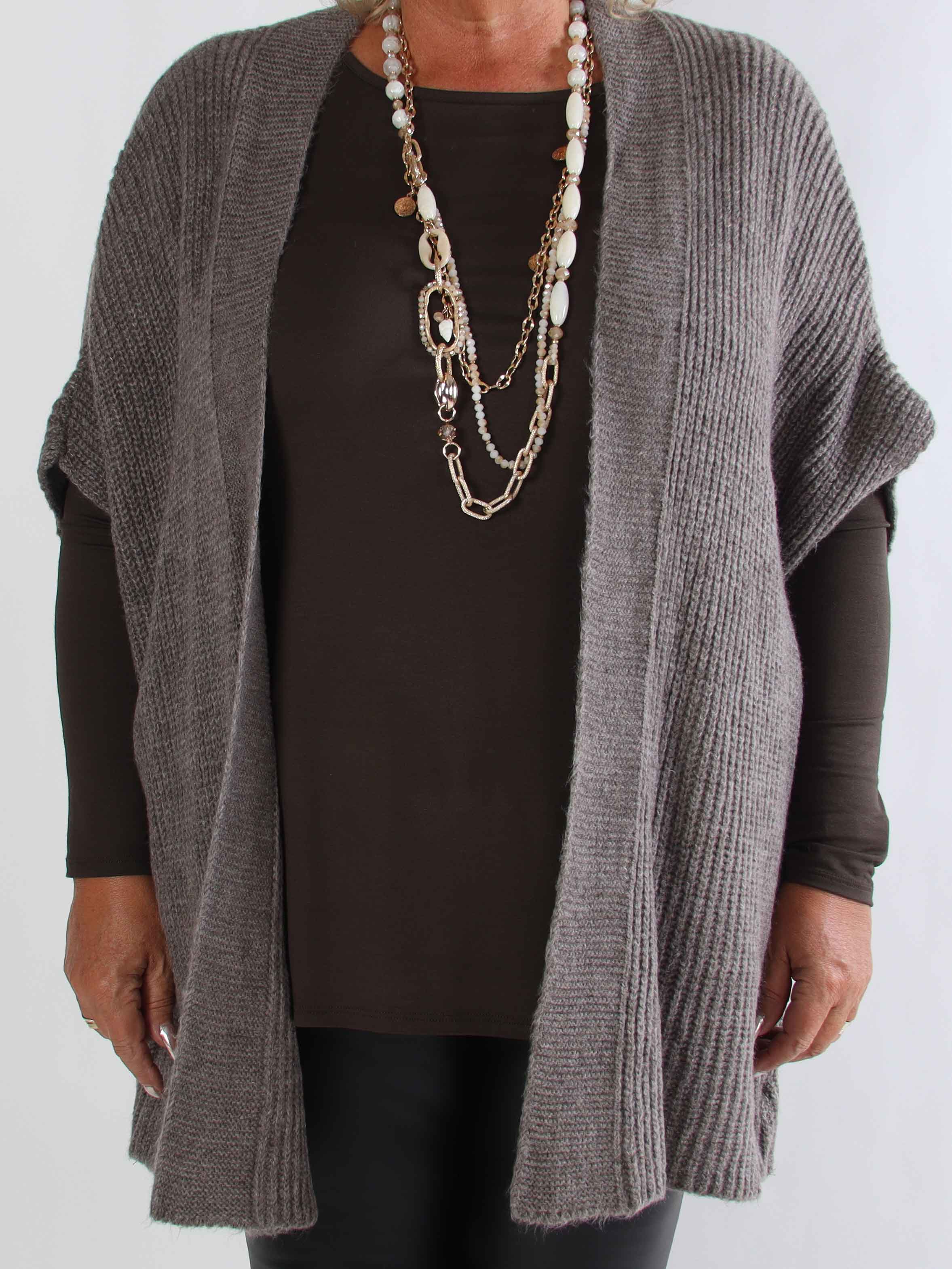 Delfini - Plus size strikcardigan med korte ærmer