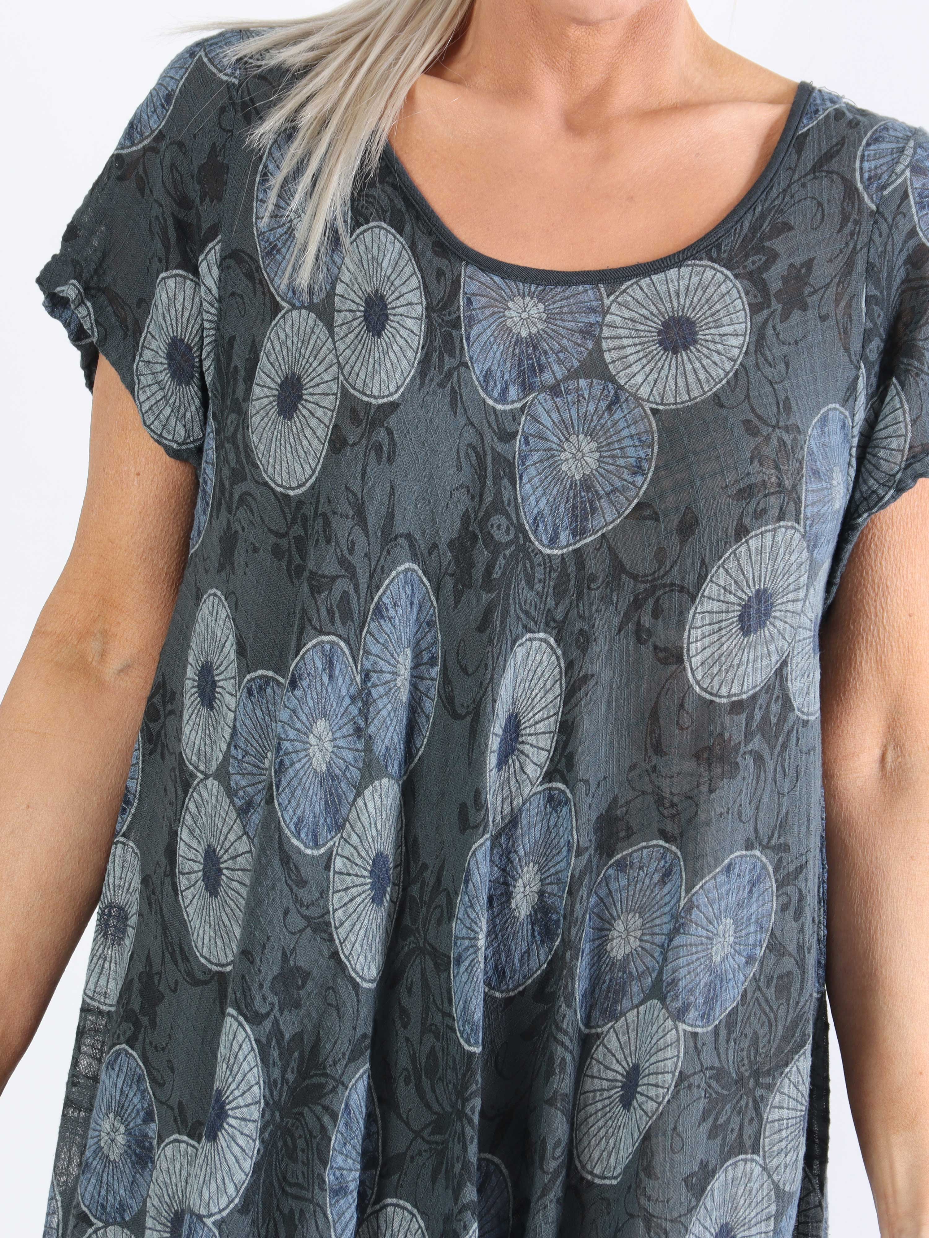 Delphine - Bomuldskjole i plussize med motiv