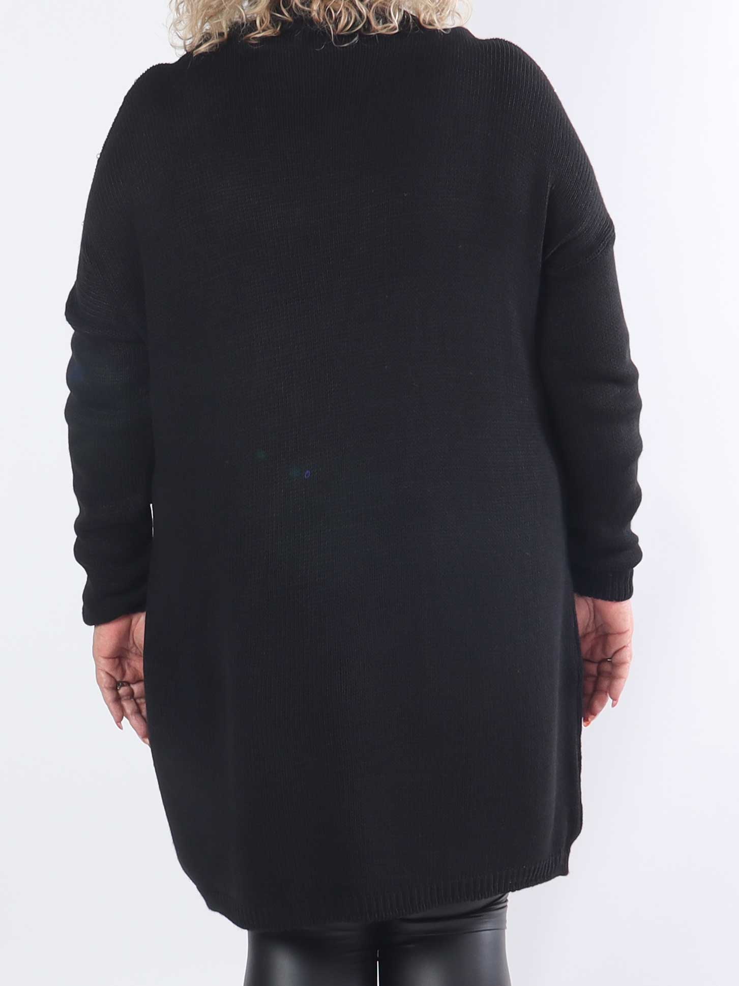 Desire - Strikkjole med turtleneck og hvide perler