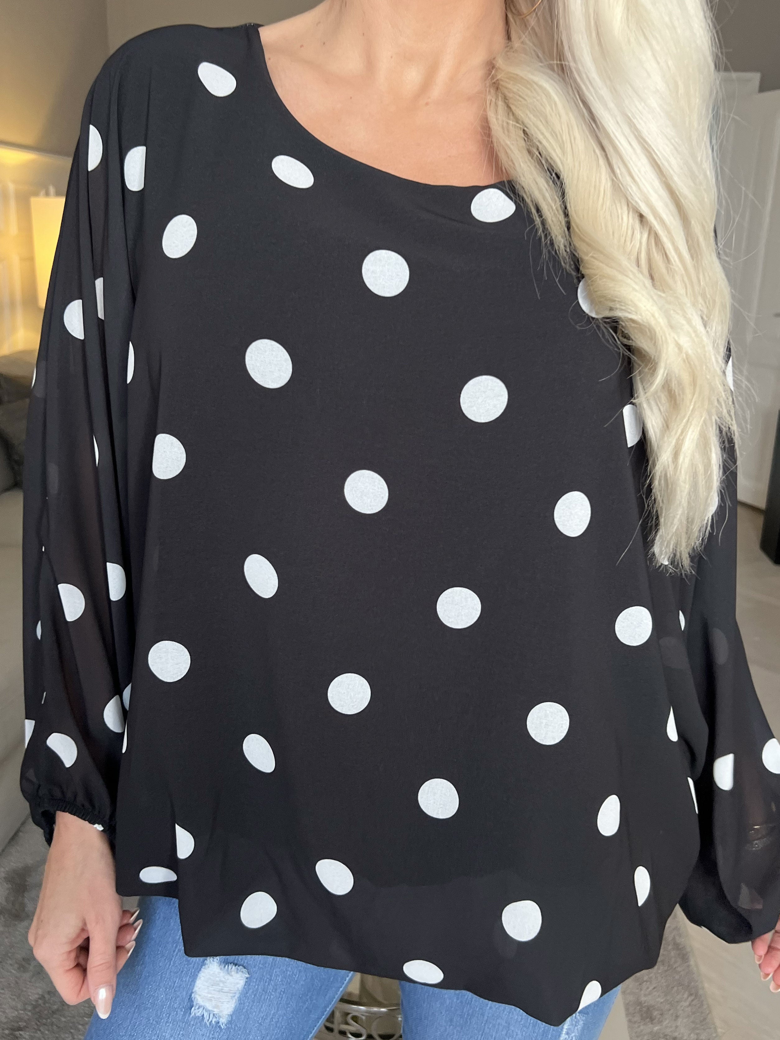 Destiny Dot - Bluse i chiffon med prikker