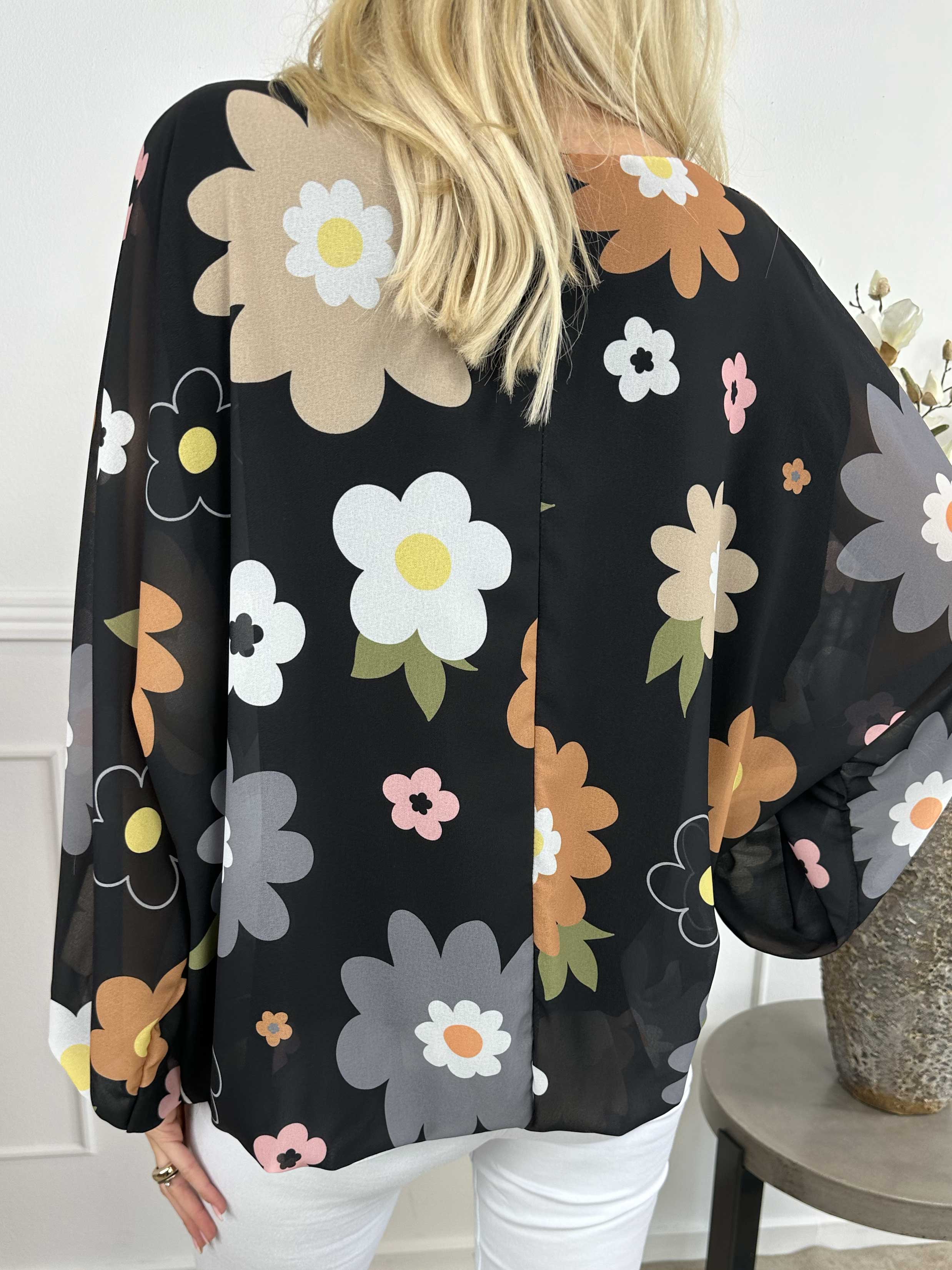 Destiny Flower - Bluse i chiffon med blomstermotiver