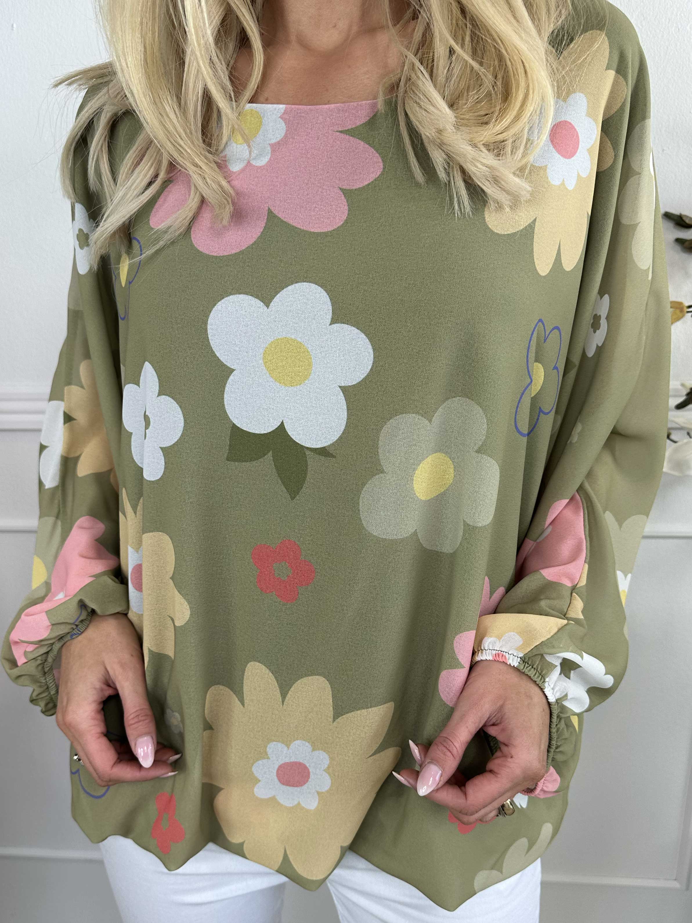 Destiny Flower - Bluse i chiffon med blomstermotiver
