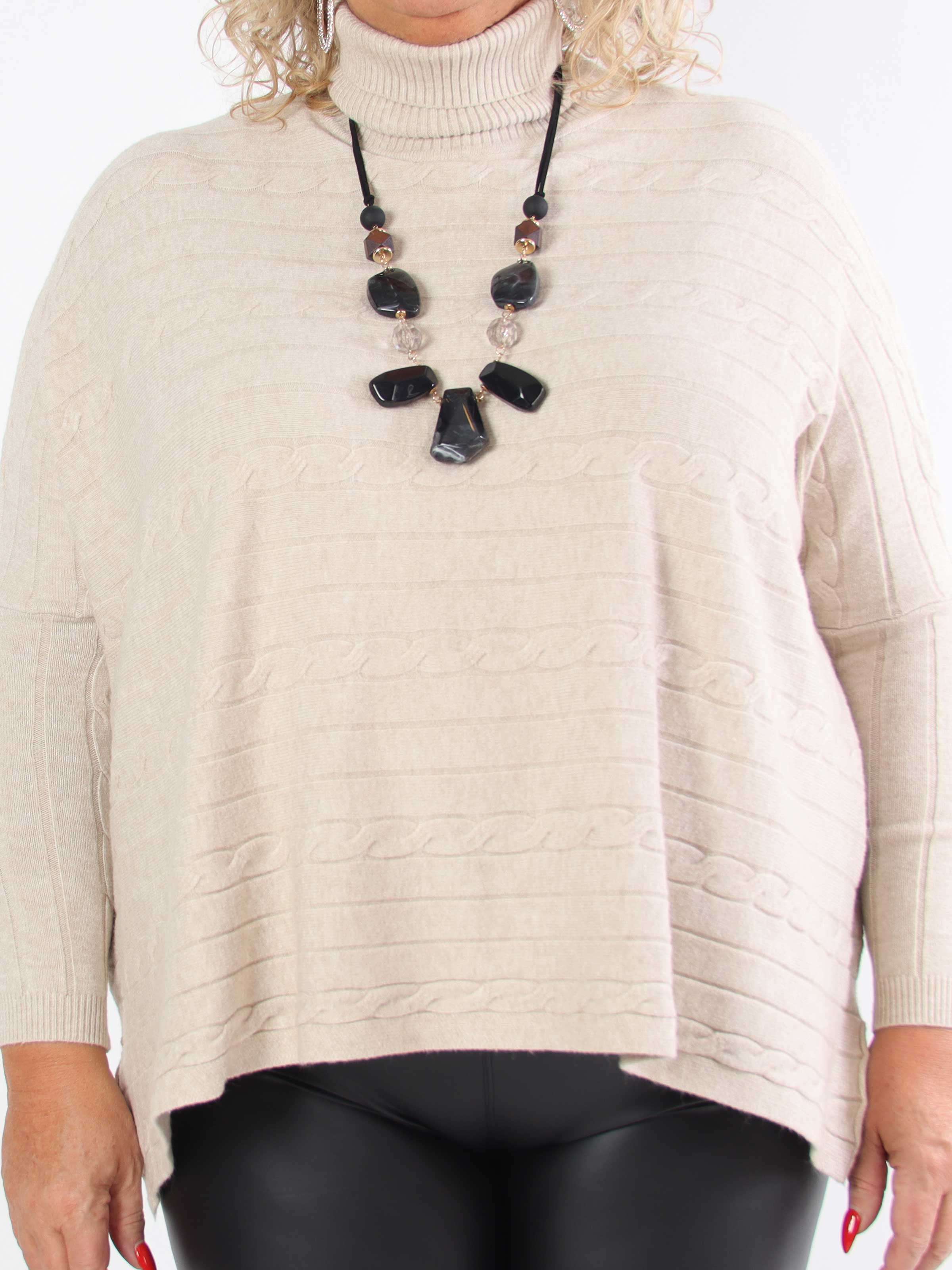 Diamond - Sød blød elastisk plus size strik med turtleneck