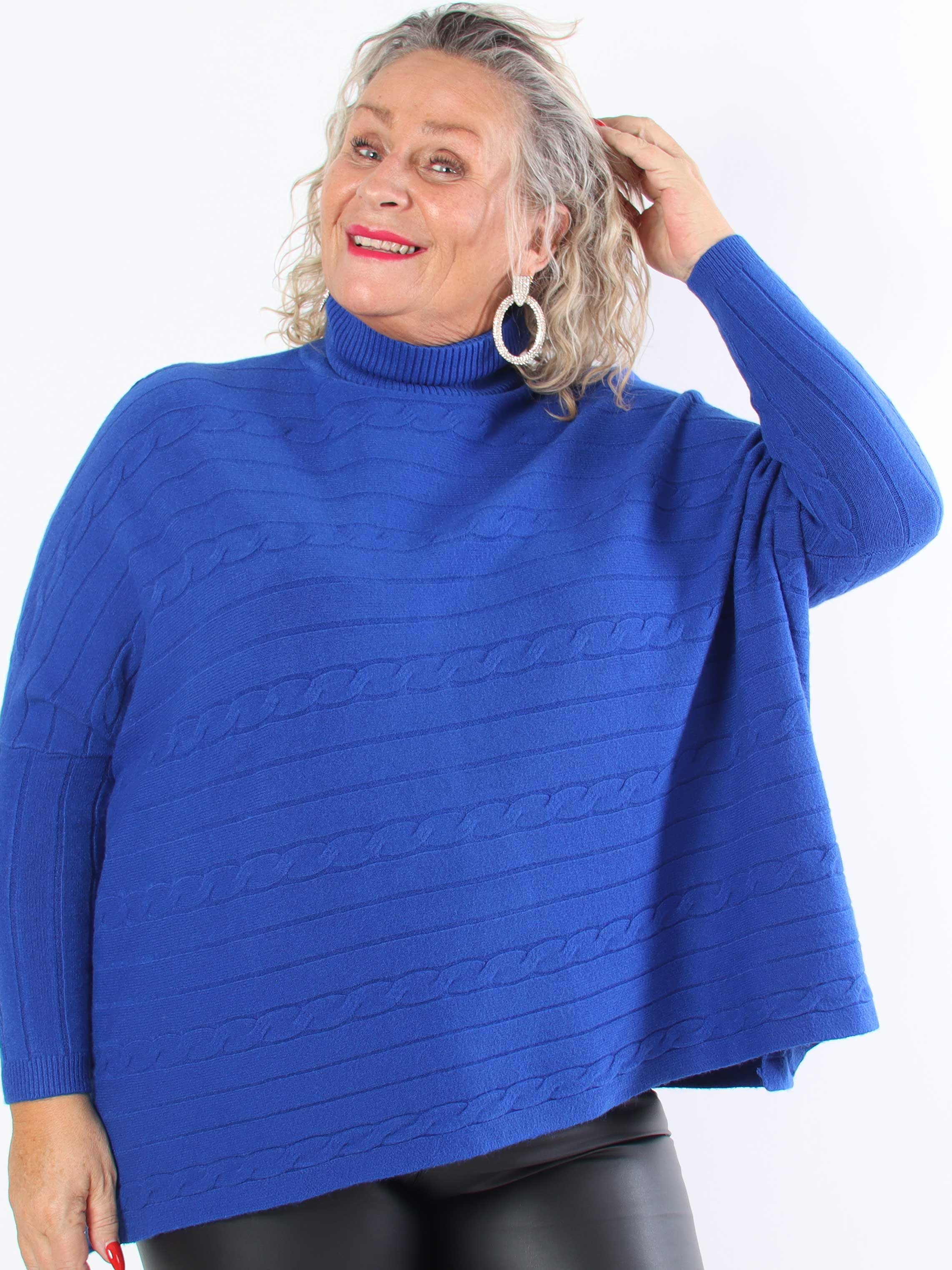 Diamond - Sød blød elastisk plus size strik med turtleneck