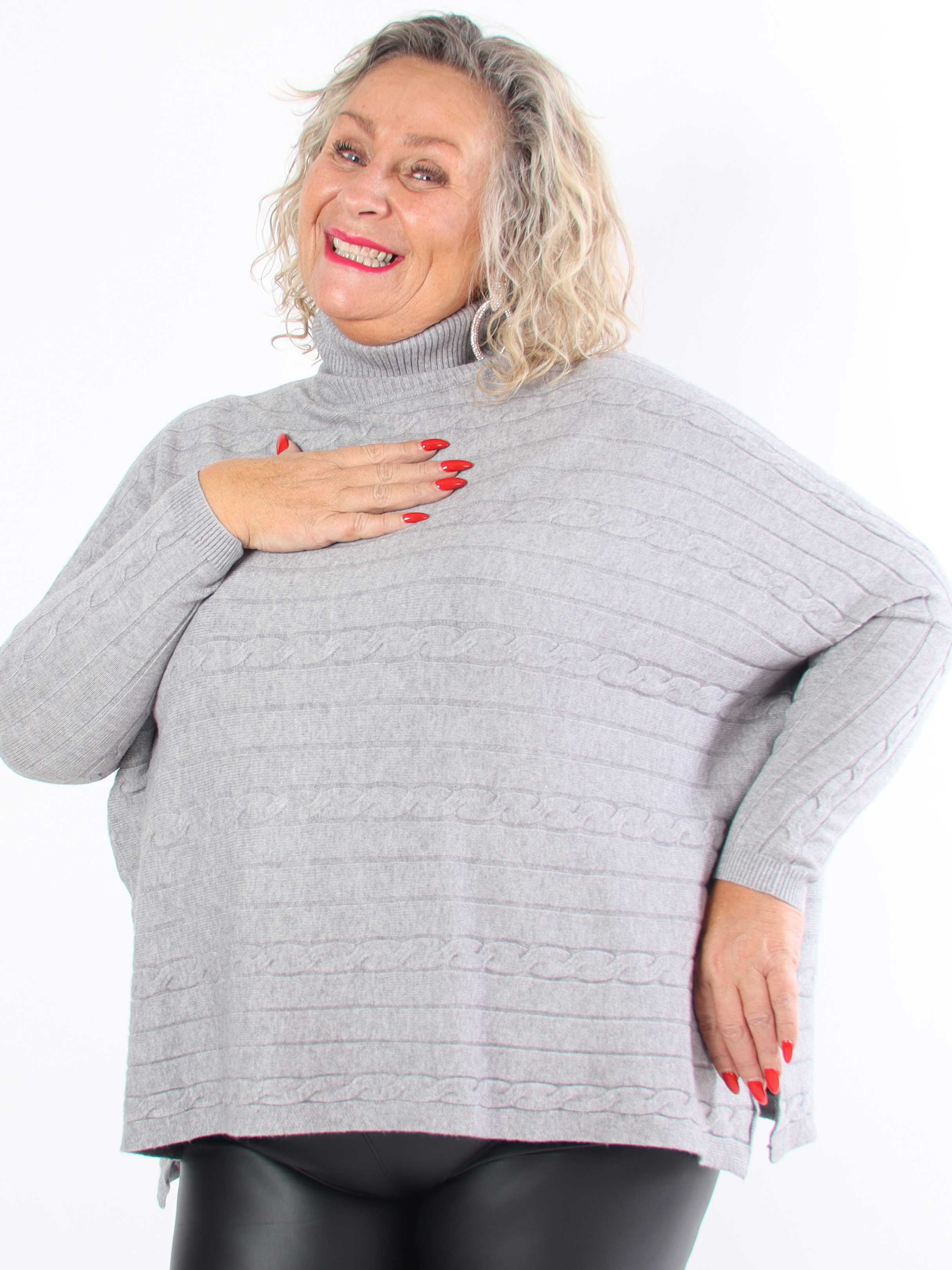 Diamond - Sød blød elastisk plus size strik med turtleneck