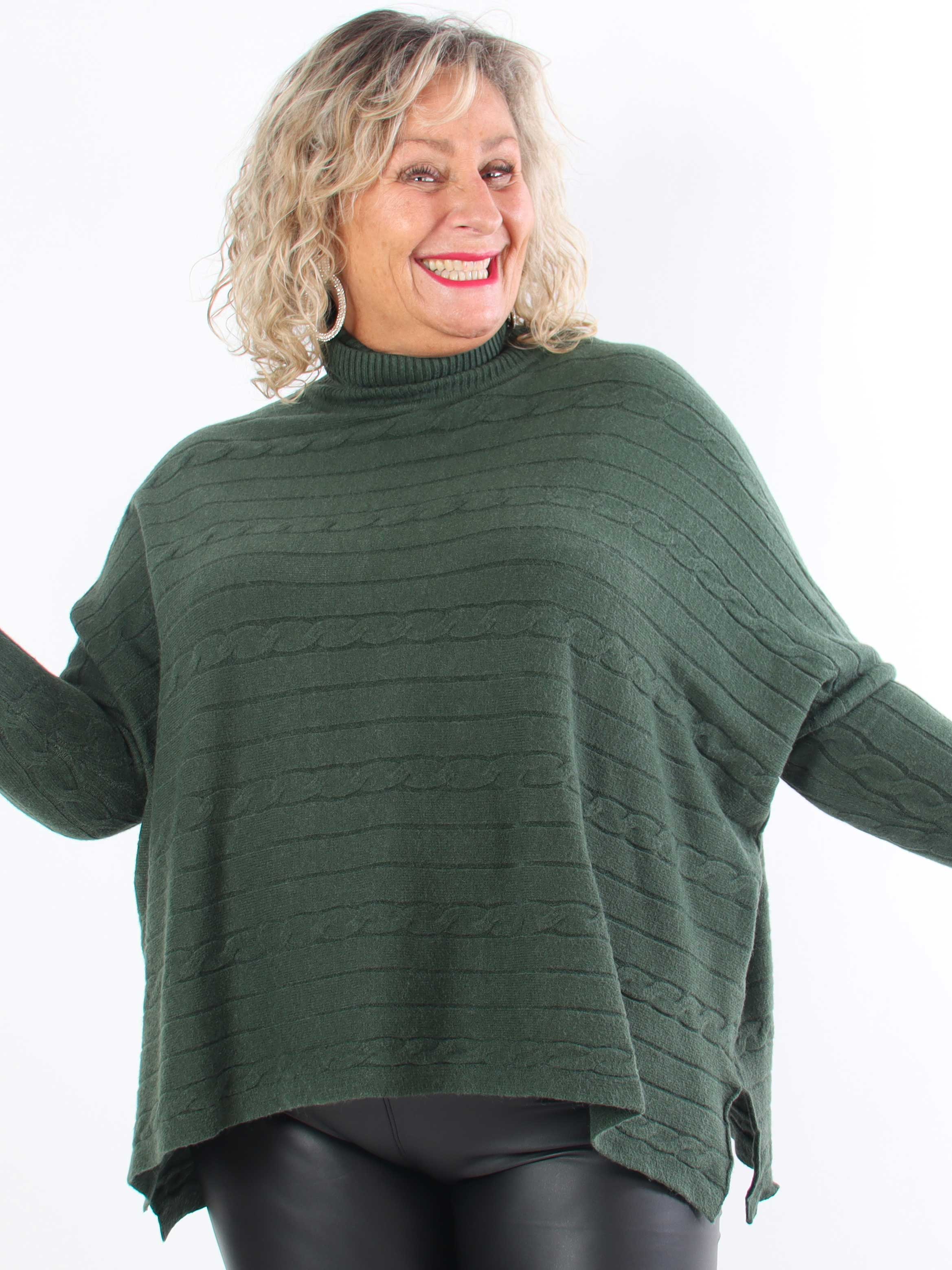 Diamond - Sød blød elastisk plus size strik med turtleneck