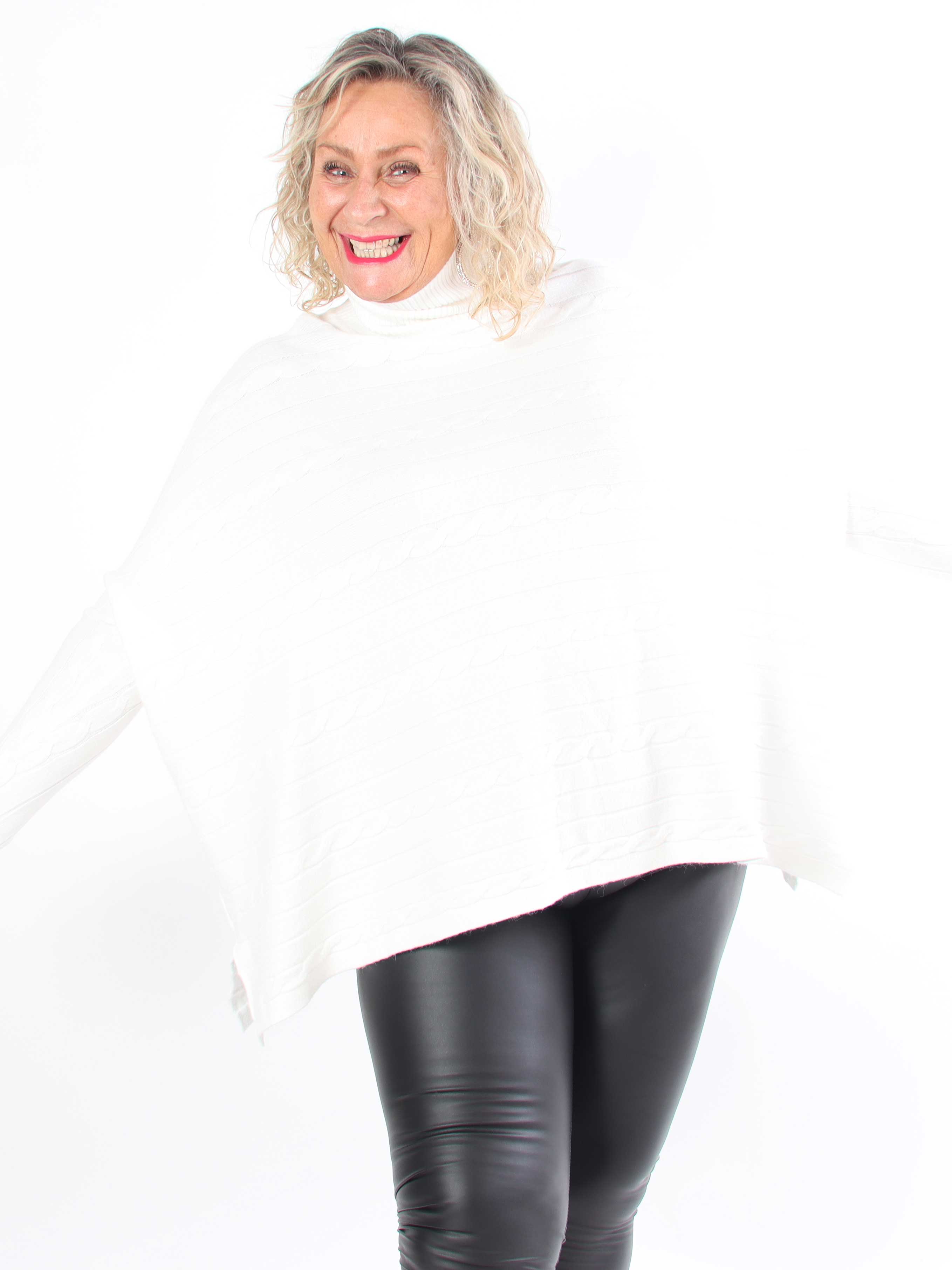 Diamond - Sød blød elastisk plus size strik med turtleneck