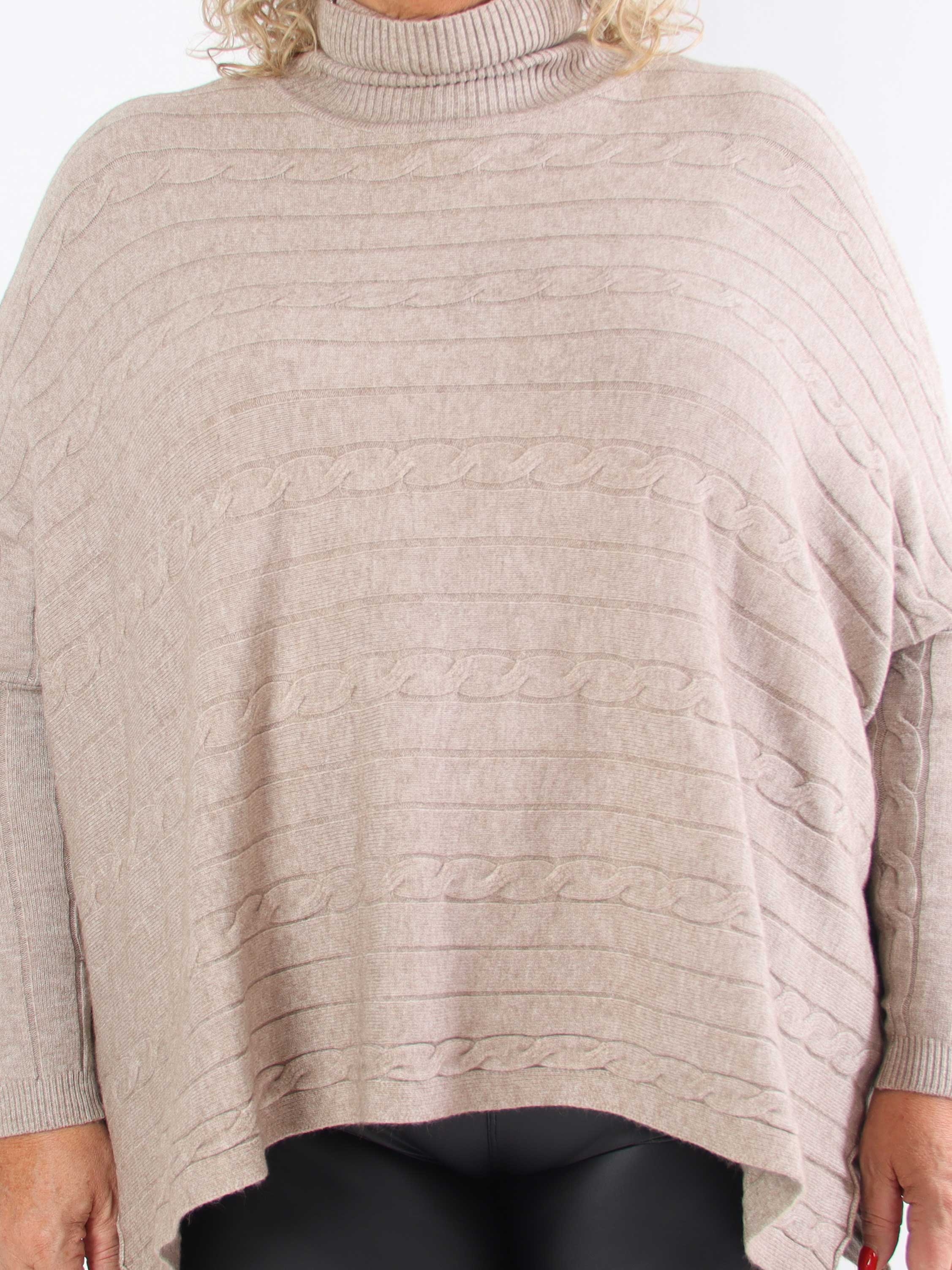 Diamond - Sød blød elastisk plus size strik med turtleneck