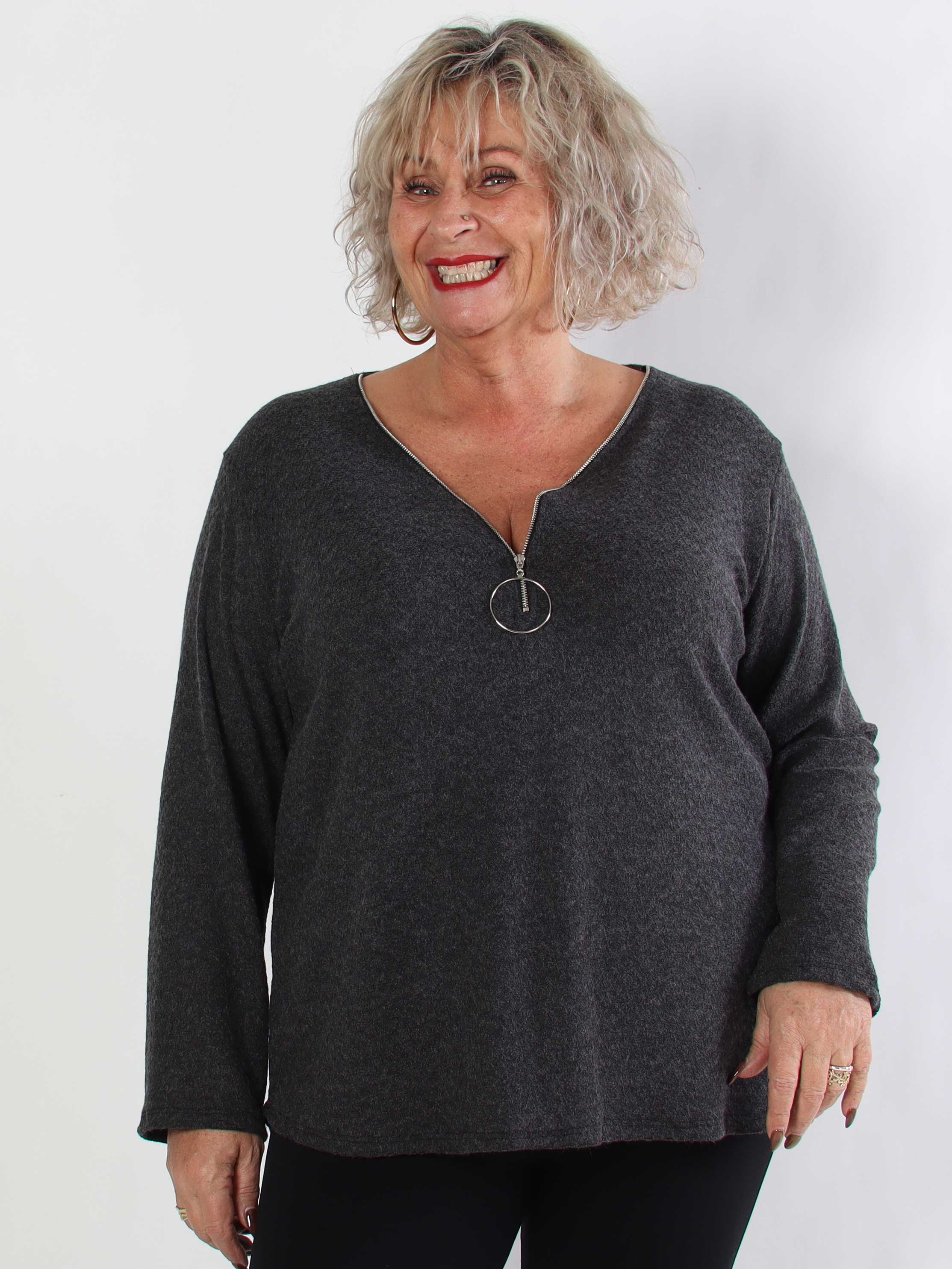 Dido - Plus size tunika i let strik med lynlås