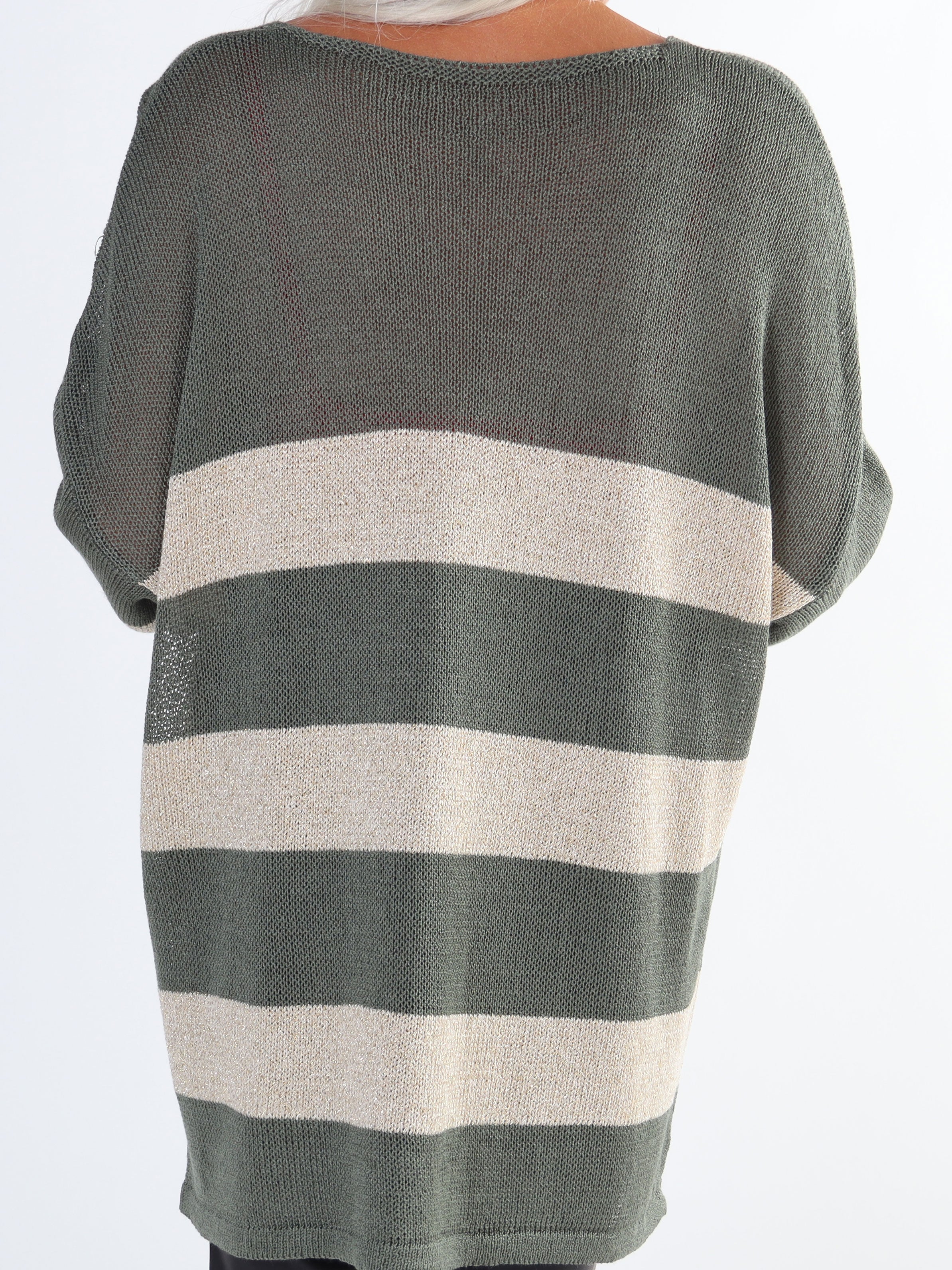 Dima - Plus size strik i viskose med guld striber