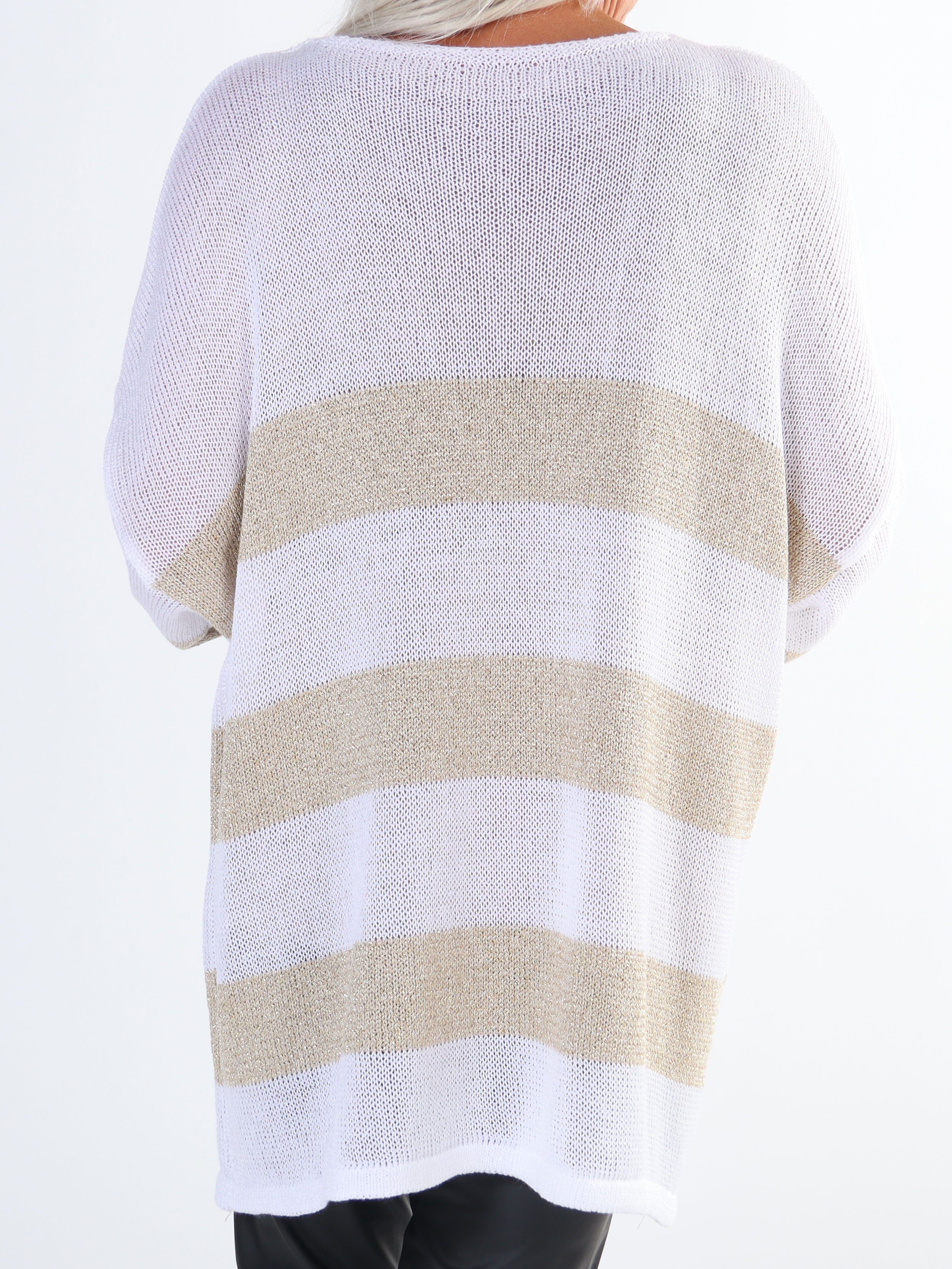 Dima - Plus size strik i viskose med guld striber