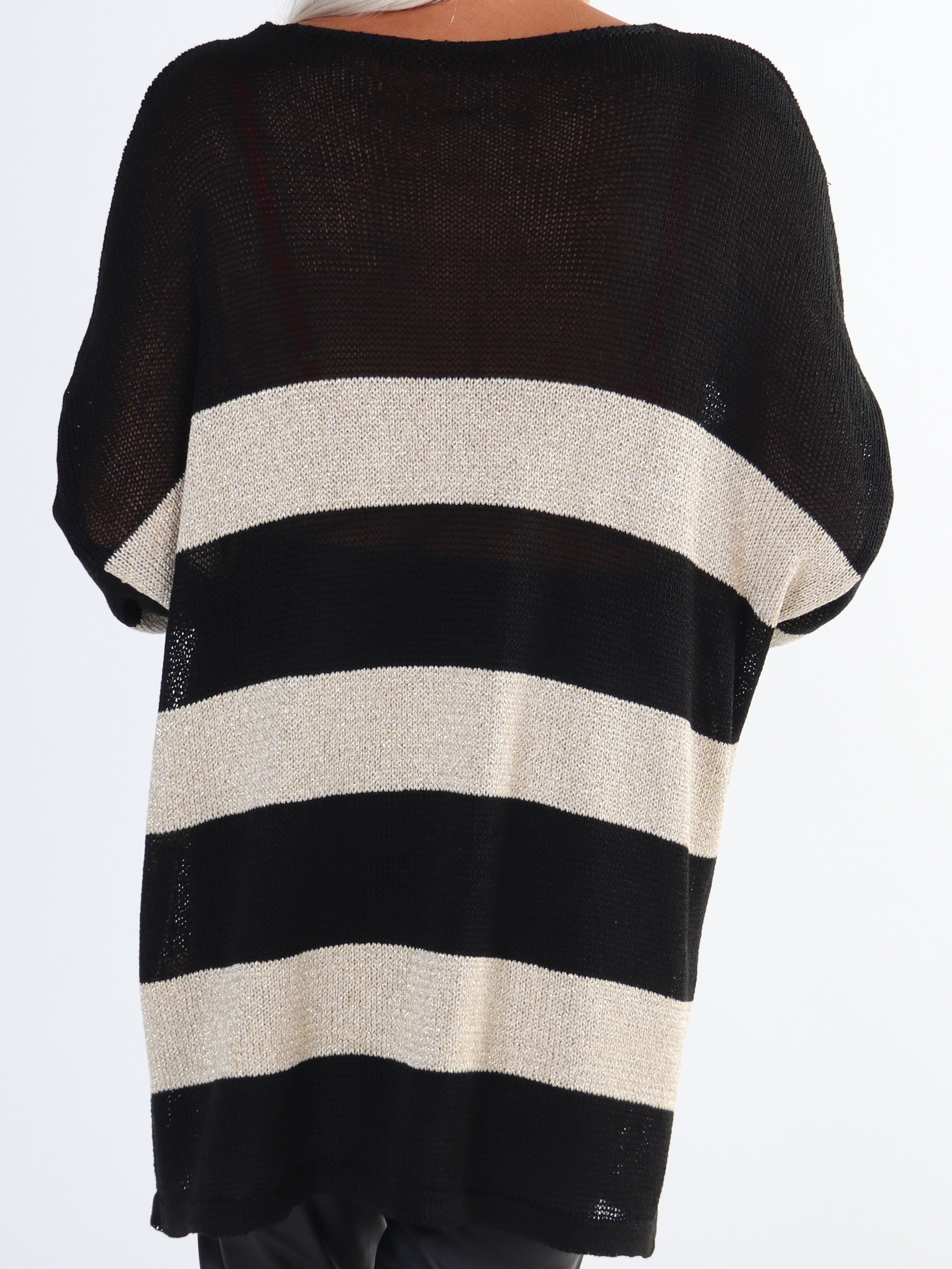 Dima - Plus size strik i viskose med guld striber