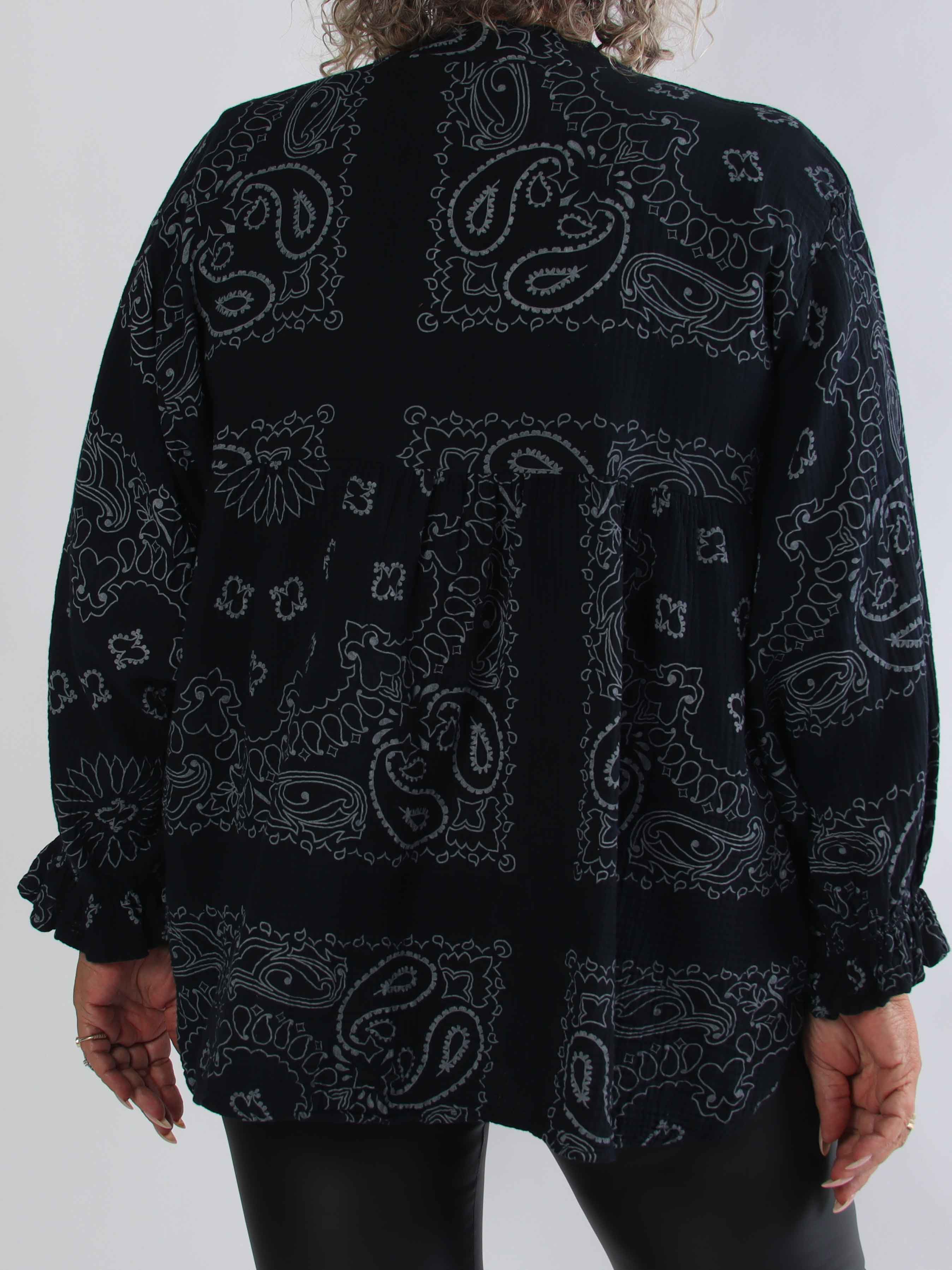 Diva Paisley - Plus size tunika i blødt bomulds musselin-stof med paisley mønster