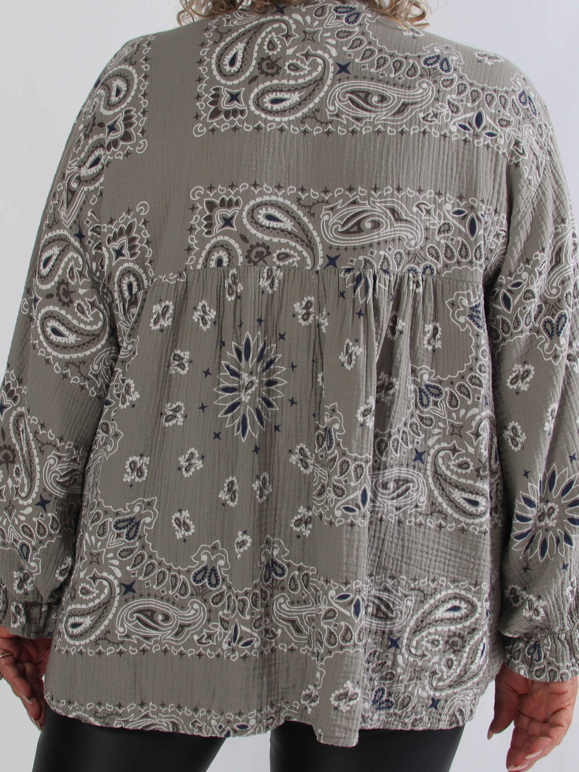 Diva Paisley - Plus size tunika i blødt bomulds musselin-stof med paisley mønster