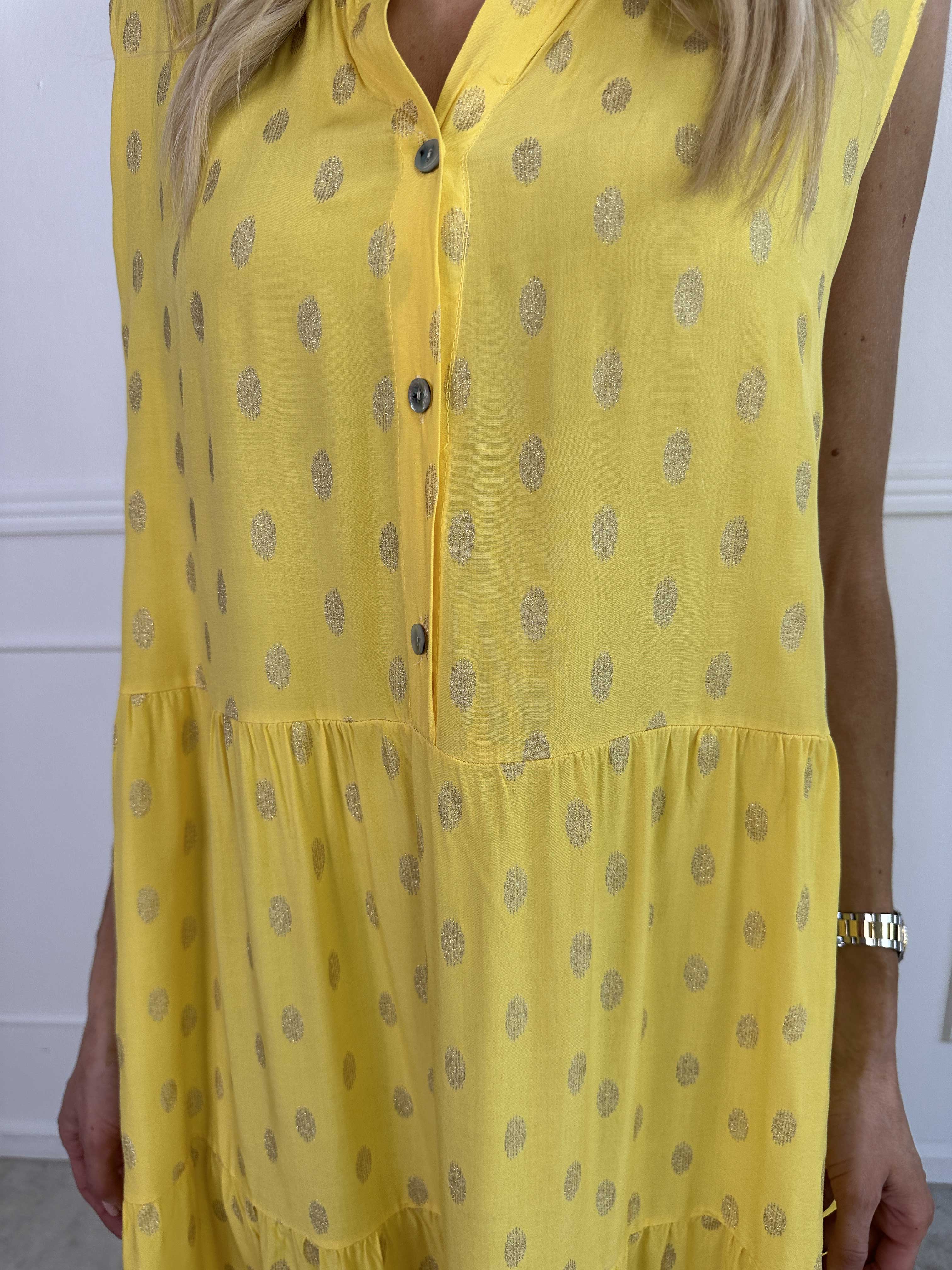 Dotti Gold Sleeveless - Kjole med lag på lag look i viskose