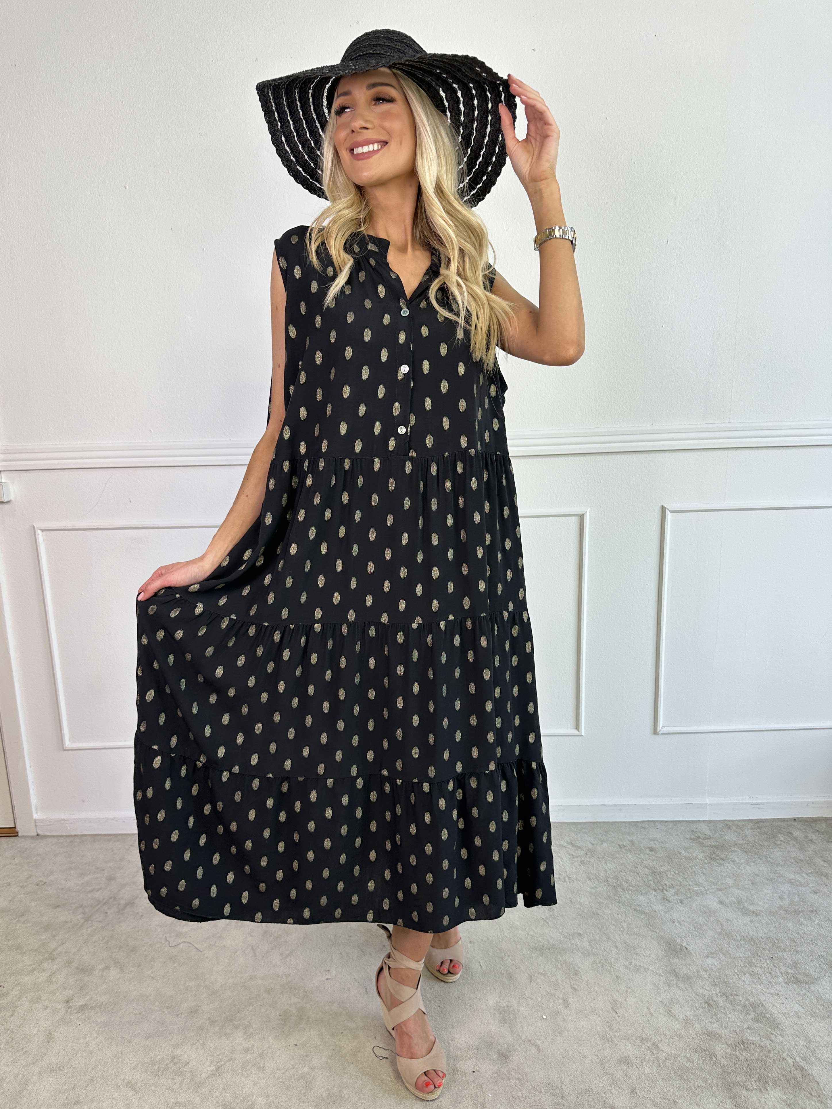 Dotti Gold Sleeveless - Kjole med lag på lag look i viskose