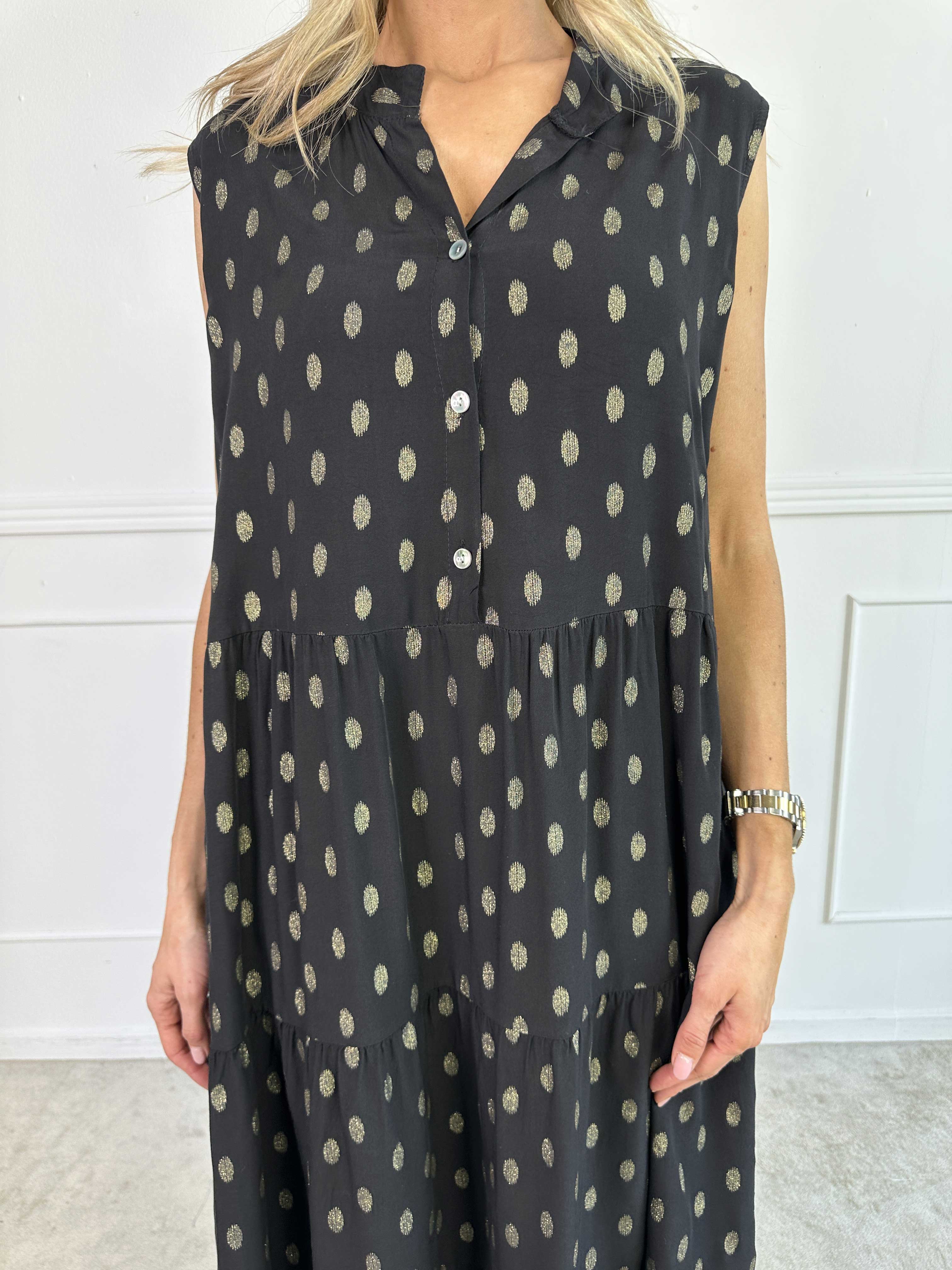 Dotti Gold Sleeveless - Kjole med lag på lag look i viskose