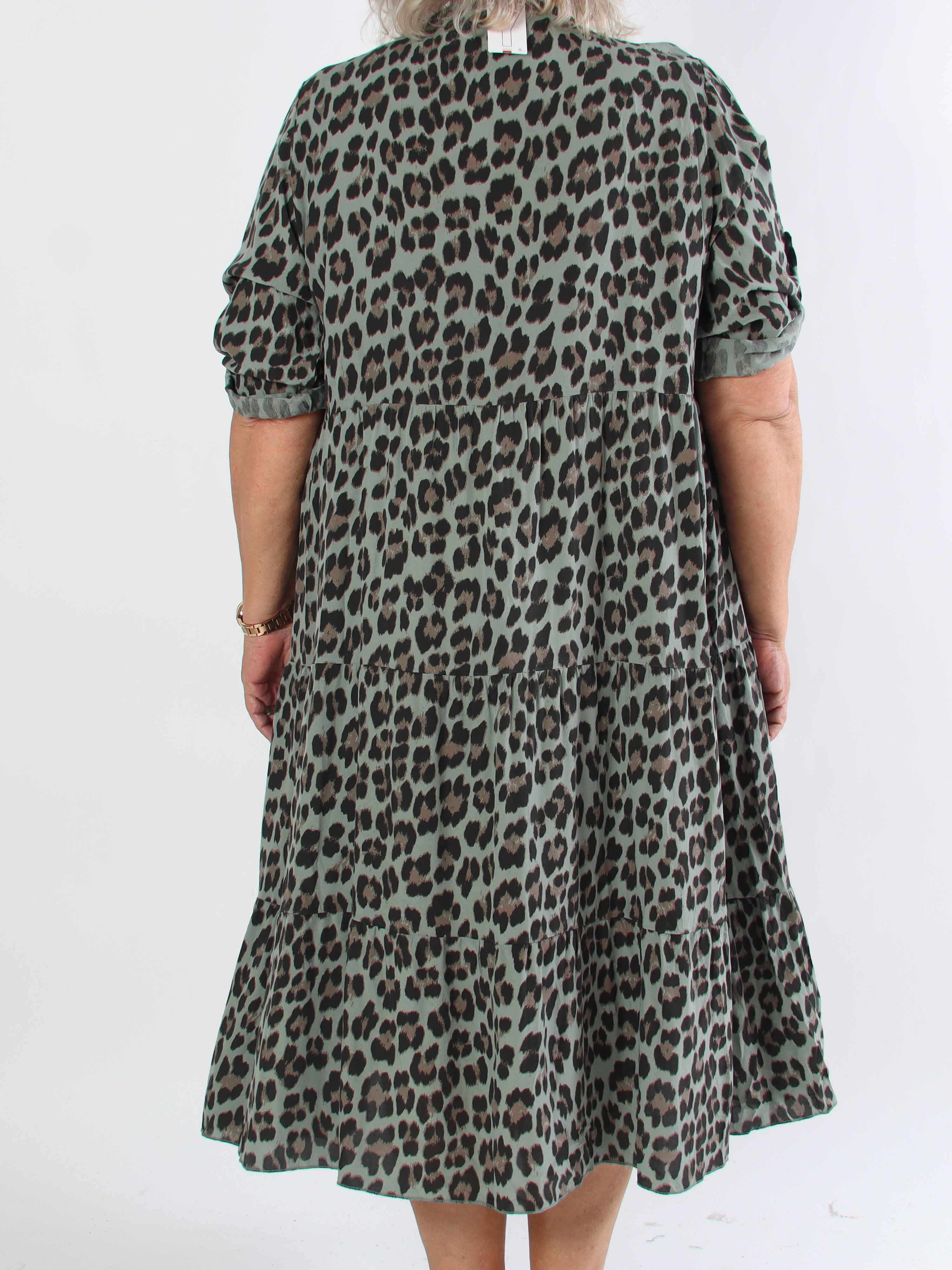 Dotti Leo - Kjole med leopardprint i viskose med lag på lag look