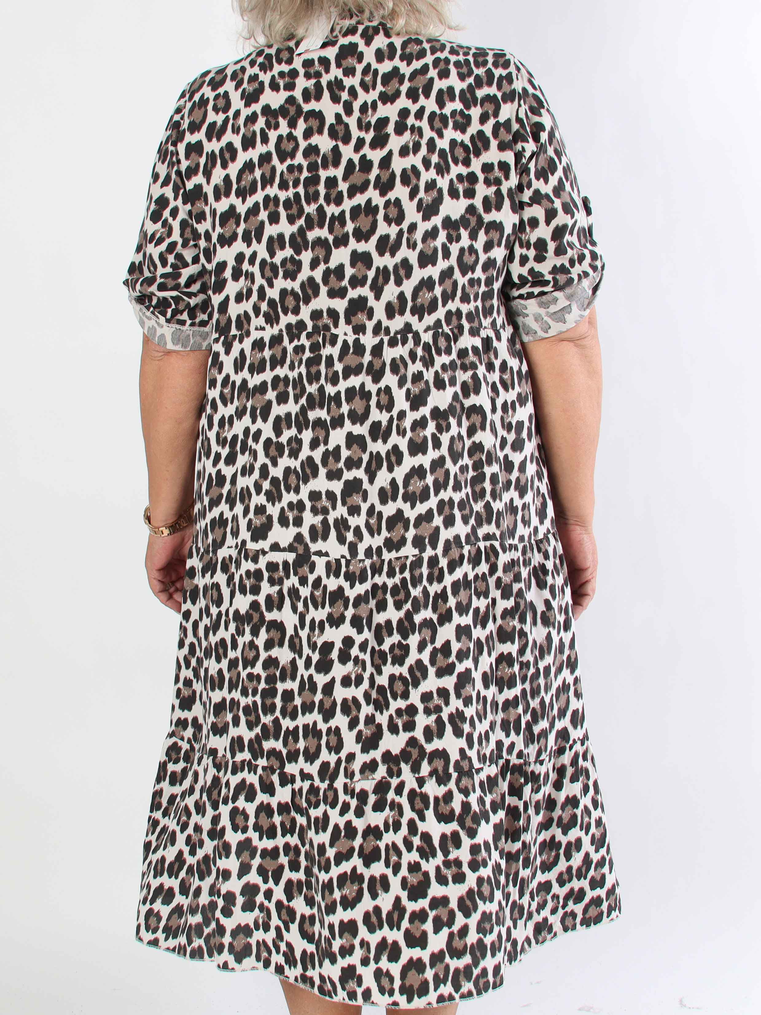 Dotti Leo - Kjole med leopardprint i viskose med lag på lag look