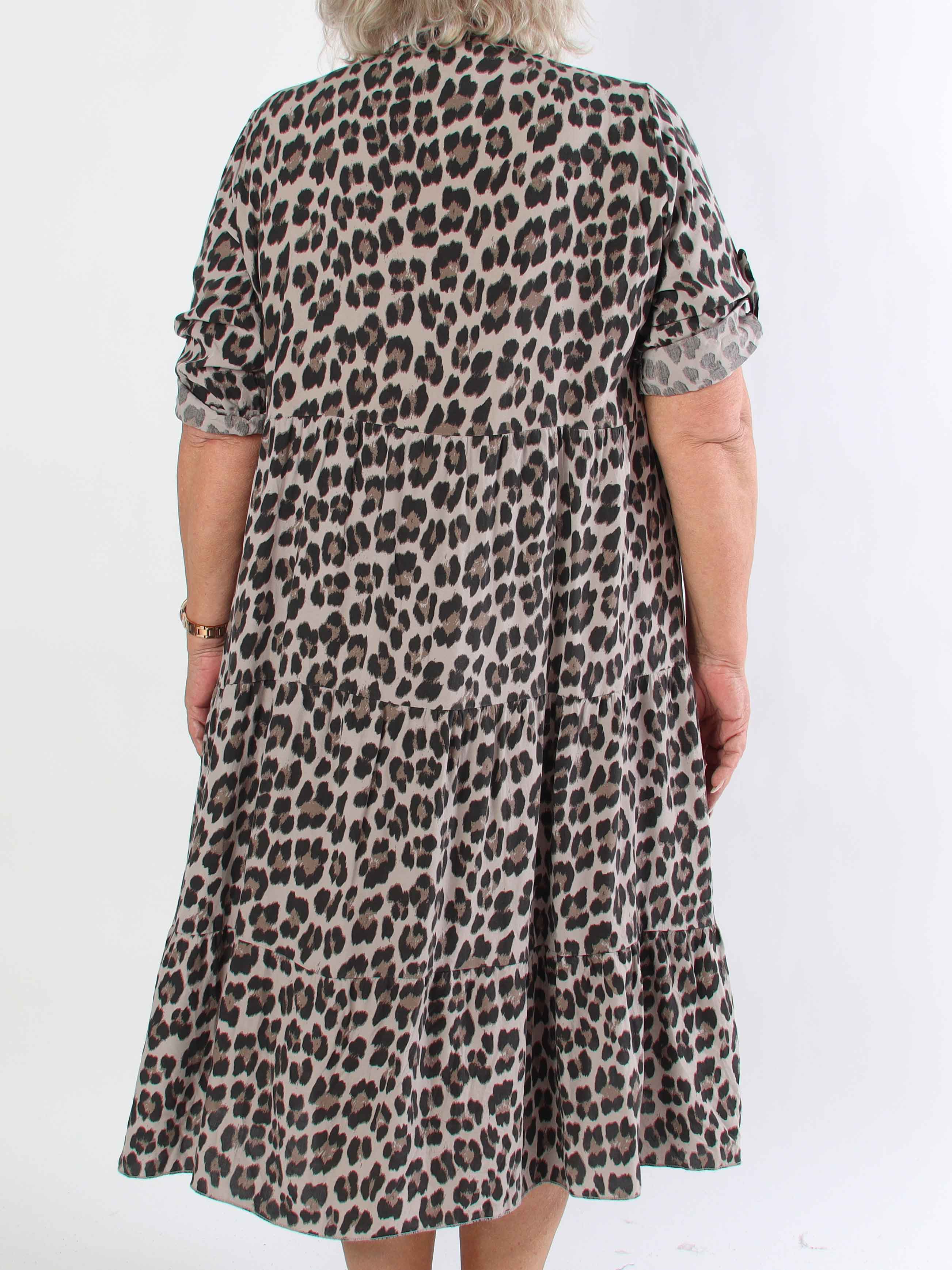 Dotti Leo - Kjole med leopardprint i viskose med lag på lag look