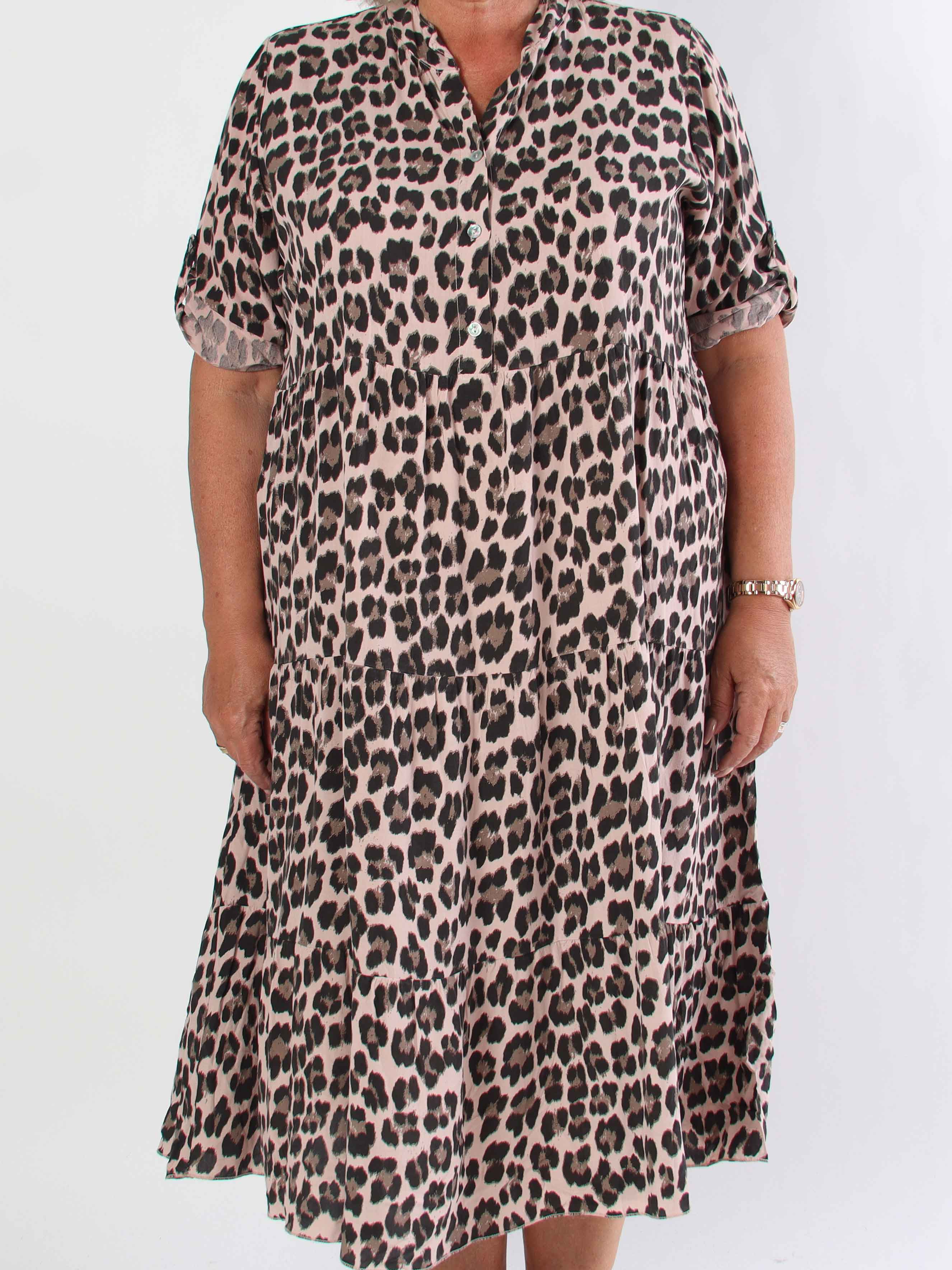 Dotti Leo - Kjole med leopardprint i viskose med lag på lag look