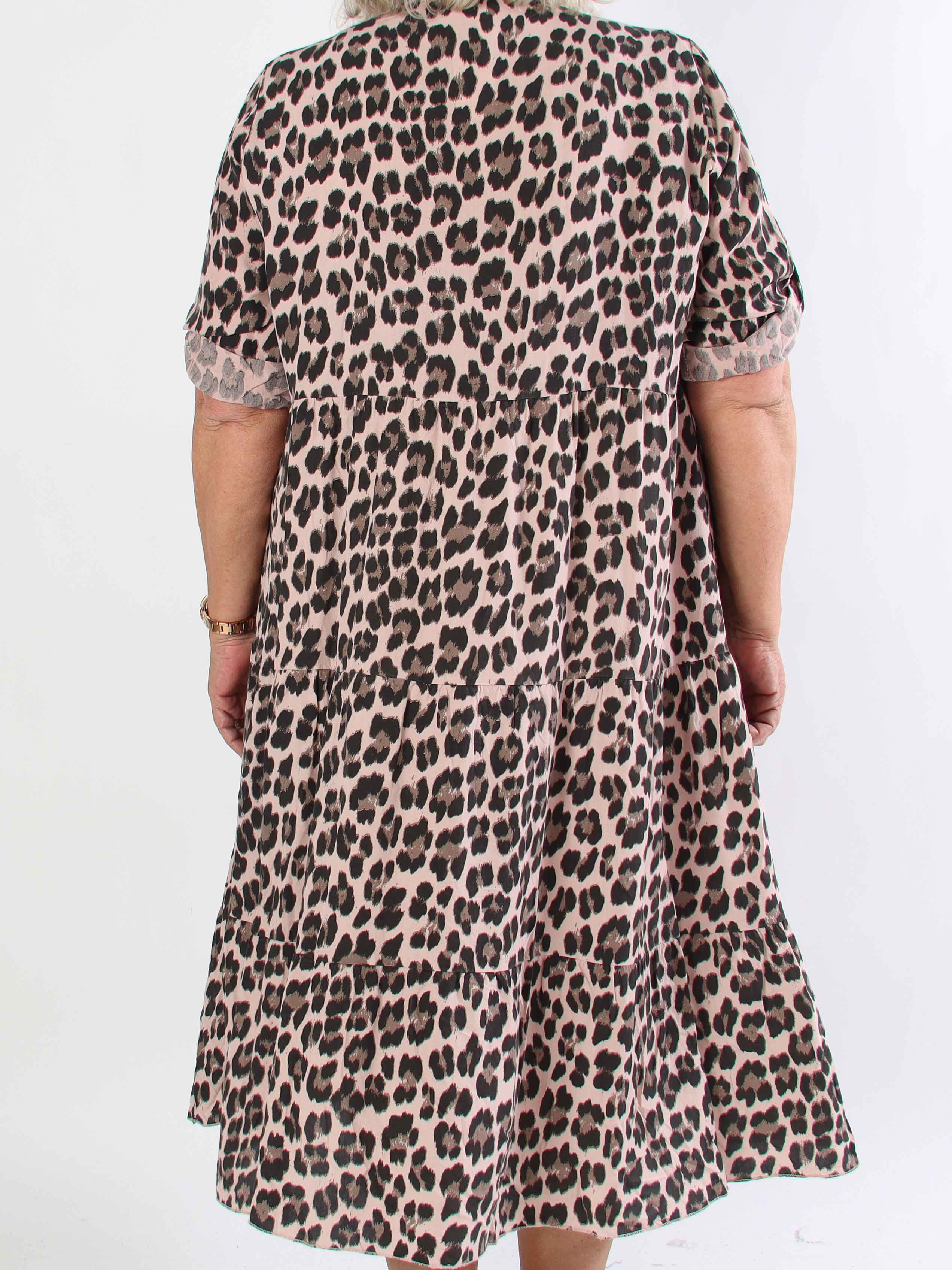 Dotti Leo - Kjole med leopardprint i viskose med lag på lag look