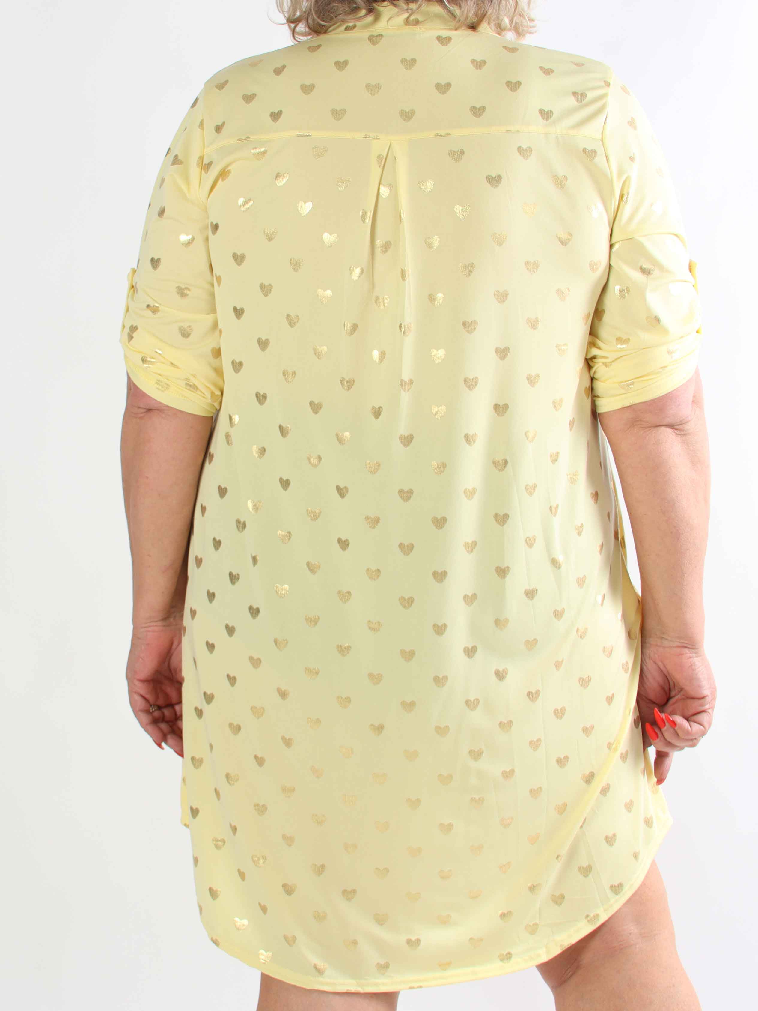 Ebba Gold Heart - Elastisk plus size kjole med guld hjerte detaljer