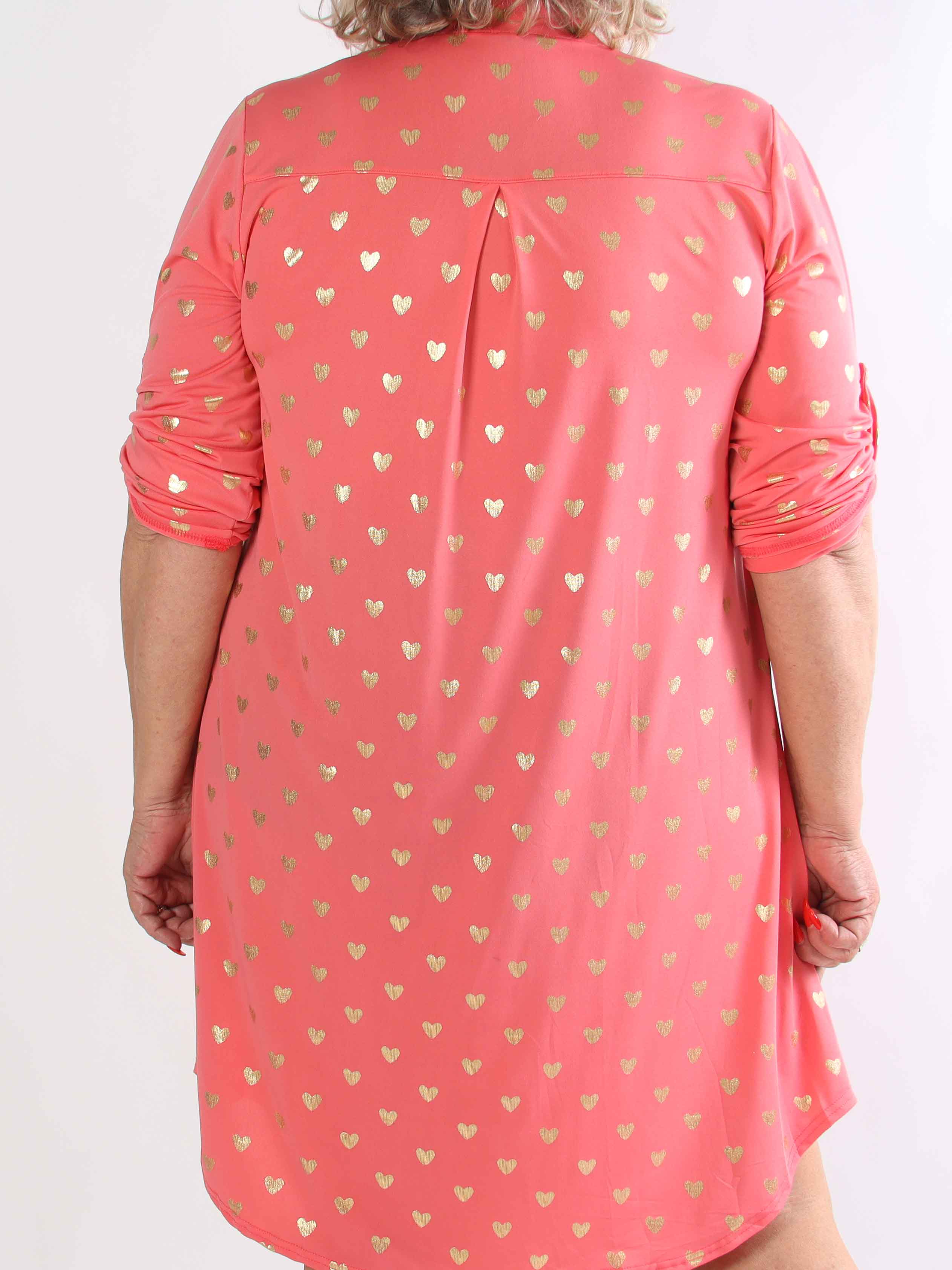 Ebba Gold Heart - Elastisk plus size kjole med guld hjerte detaljer
