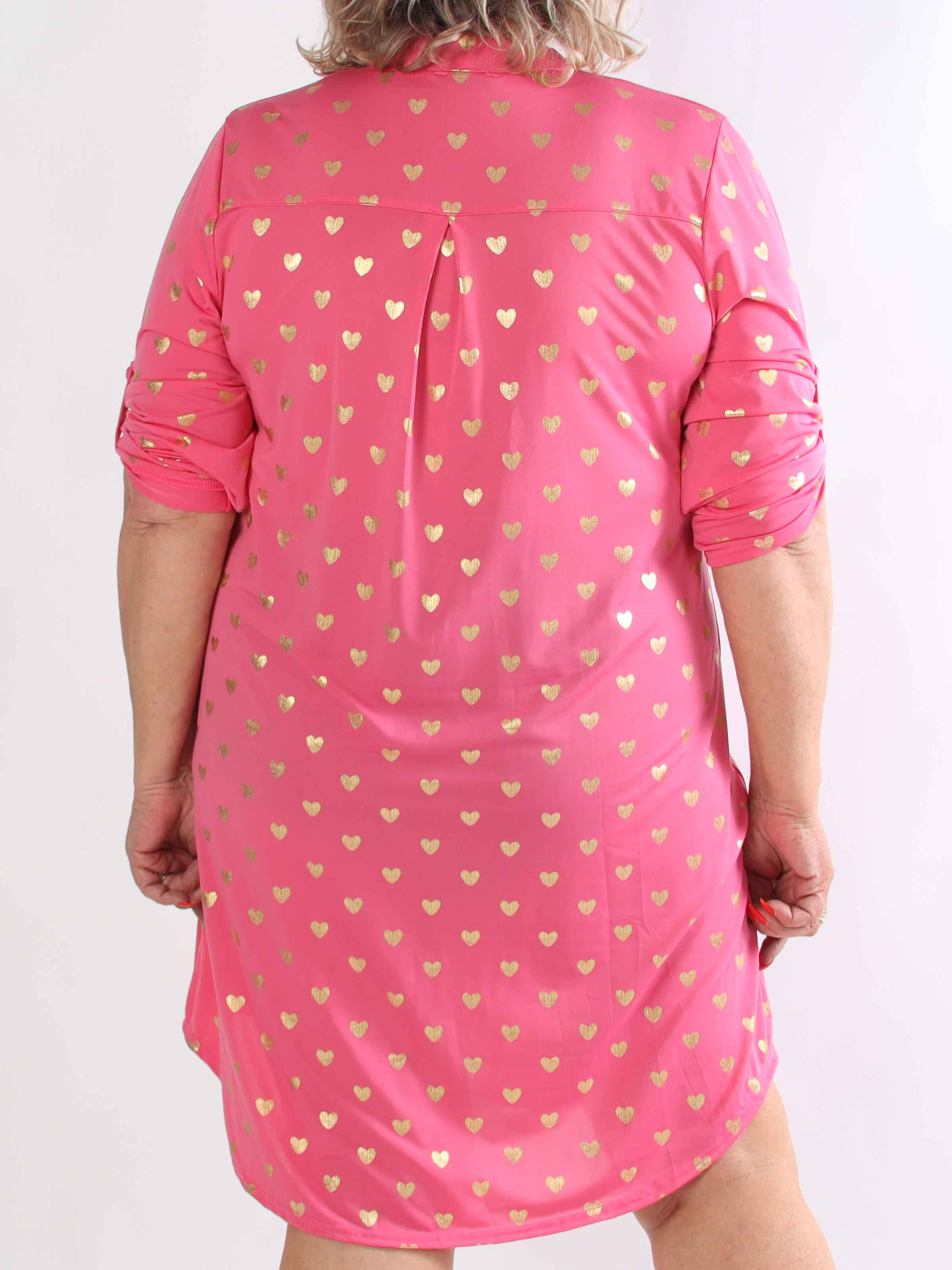 Ebba Gold Heart - Elastisk plus size kjole med guld hjerte detaljer