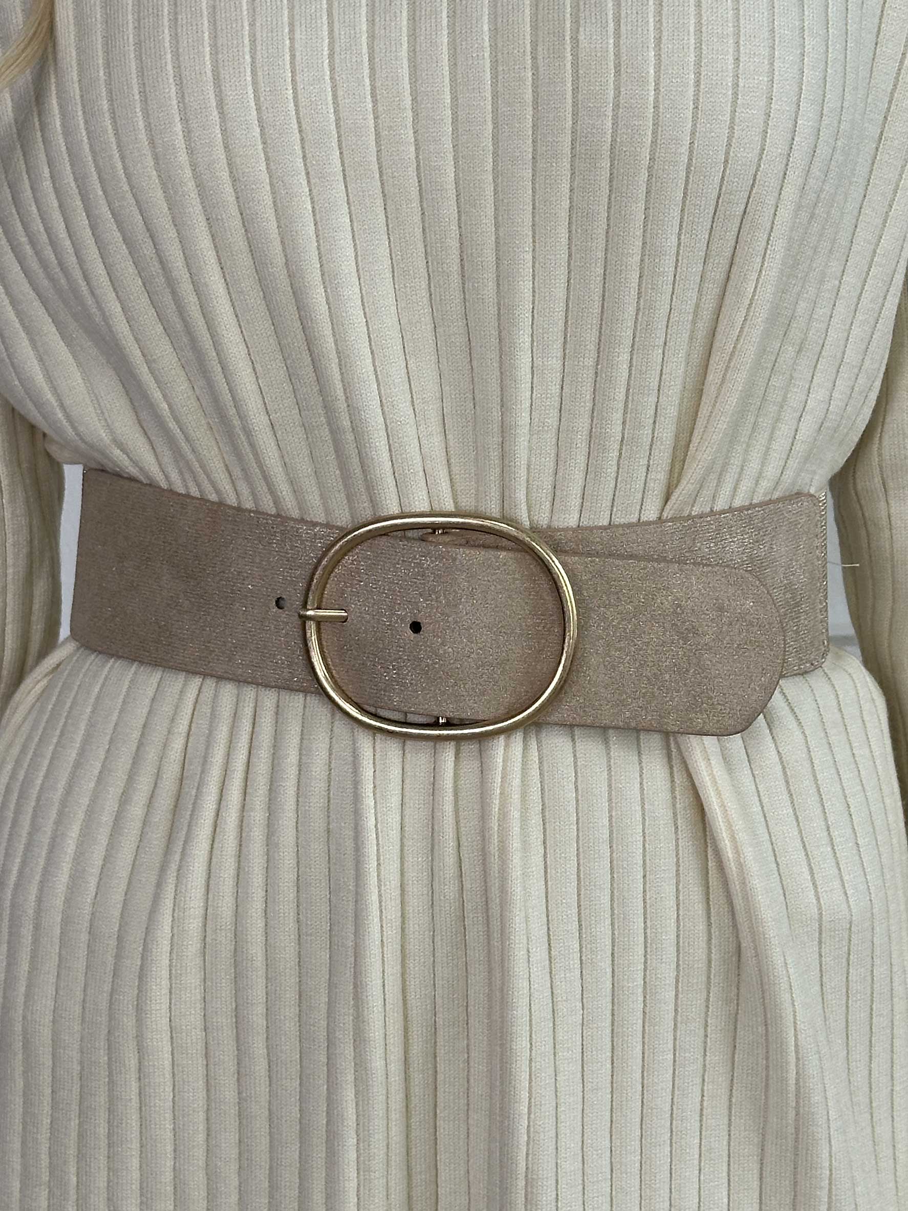 Echina - Taljebælte med glimmer i elastik med guld spænde